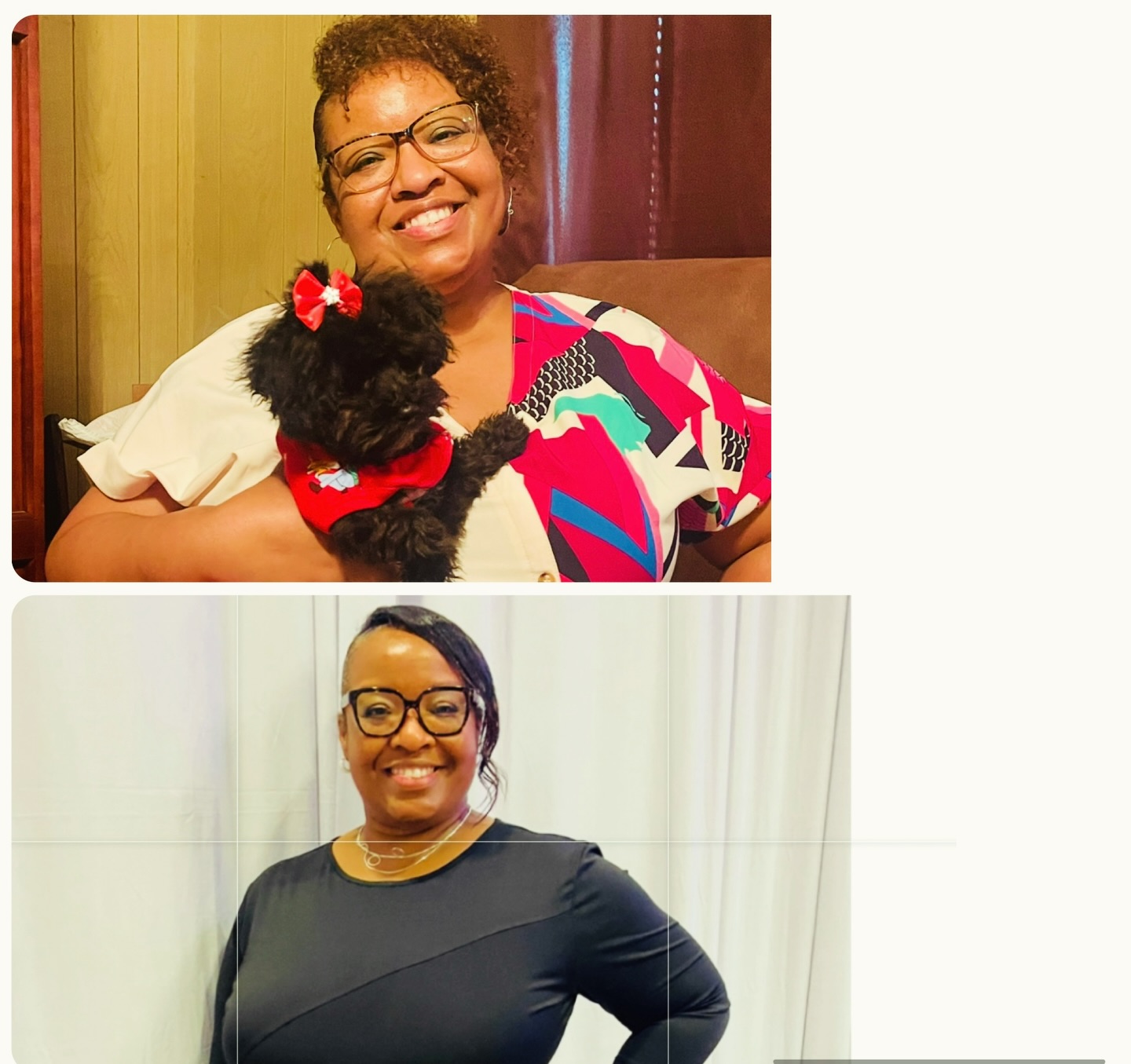 Before 🔁 After….🫶🏾💕 I went back and forth with myself about posting these pics of me in Dec 2023 and now Dec 2025.
I can see the difference, the sadness in my eyes as I smile through pain in 2023. As I held this cute little puppy (Luna Sky), my aunt who was battling a very aggressive cancer was sitting across from me, she transitioned three months later. 🪽The weight I have carried has been filled with grief, unhealed wounds, unfinished dreams and my inability to say no at times I needed, to myself and others.
Here I am in 2025, I processed my grief, chose me even in times it may disappoint others, doing what I need to heal my wounds; I’m making my way to live in the body God designed for me, a healthier me-mind, body and soul🌟💕.
I have a ways to go and can’t celebrate too much with cheeseburgers yet😁. Grateful for my trainer in this season @tyleahbh cause I do go off that meal plan a lil too much. The work I put in with her is showing💪🏾.
2026…I’m making my way to more shedding of everything that’s holding me back from who God designed me to be🌟. #transformationtuesday #shedding #harvestiscoming