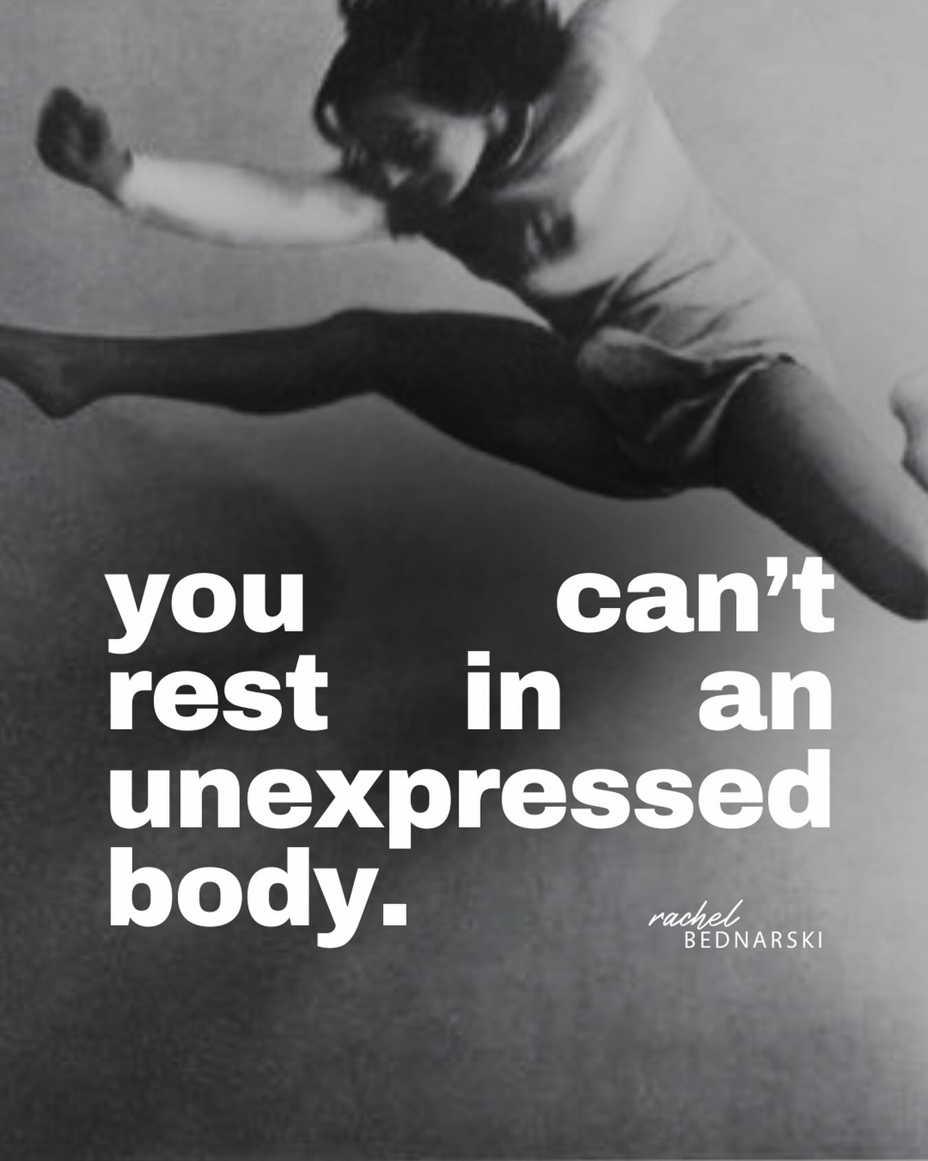 The Expansion movement and breathwork ceremony.
8 February
9-11am GMT
Online
✨ comment JUMP AROUND for the link to join ✨
A guided journey into the portal of your body through movement, energy work, and breathwork. In February, we’re exploring the somatics of anxiety as potent life force energy that you can alchemise and work with as an ally.
You should come and unlock that energy in your body!
Because everyone is always telling you: you have to rest, babe!
But it takes more than permission to be able to actually slow down and surrender; it’s part of a process.
Because you can’t rest when your body is filled up to the eyes with dynamic, fidgety, unexpressed energy.
You’re trying to be still and at ease on all of that and then getting mad at yourself for not being able to relax.
That energy, that comes from your thoughts, feelings, emotions, stressors, things you didn’t say, ideas, caffeine, sugar, to-do lists, EMFs, sitting at your desk, and then in the car, and then on the sofa, and just being out in the world among other humans, has to be moved with and through. It doesn’t want to sit still.
This is why we move through a full asana class before savasana.
We have to MOVE our way into rest.
Activate > mobilise > express > rest
—————-
Photo credit: unknown, let me know if you know
#somaticmovement #somatics #rest #yearofthehorse breathwor