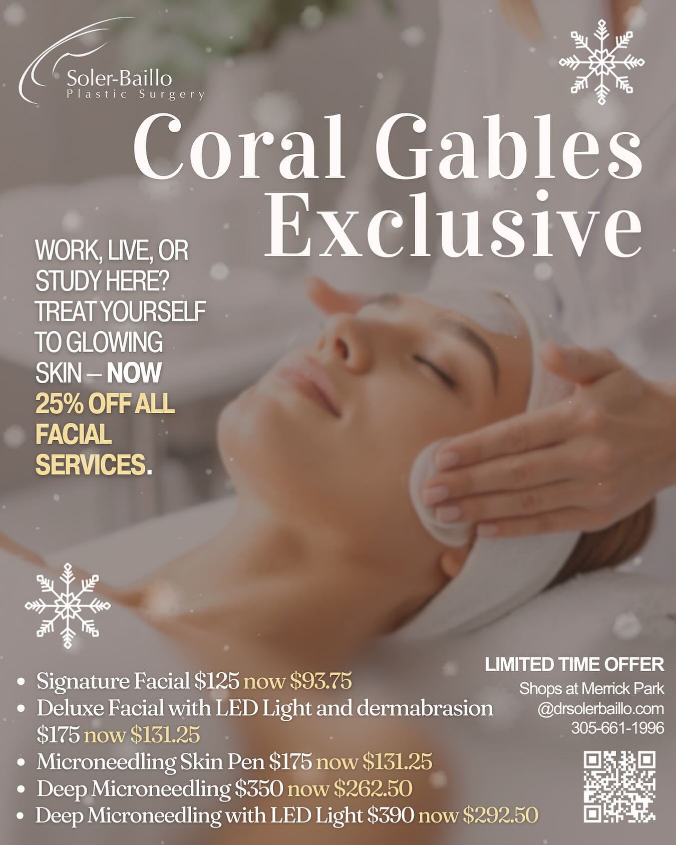 ❄️✨Winter is the season of refined radiance.
Enjoy 25% off our signature facials, exclusively for those who live, work, or study in Coral Gables.
Reserve your winter refresh:
📱 305-661-1996
💌 info@resultsmd.com
#facialtreatment #facialscoralgables #skincarecoralgables #skinrejuvenationtreatment #coralgablesfacials