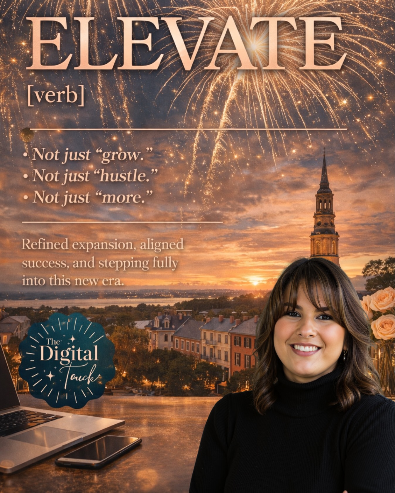 My word for 2026: ELEVATE. ✨
Not louder.
Not busier.
Not chaotic.
More aligned.
More intentional.
More premium.
2026 is about refined expansion, cleaner systems, higher-level clients, and creating space for both peace and profit.
It’s about rising with purpose — and elevating every brand, strategy, and experience we touch at The Digital Touch.
This is the year we stop building just to grow…
and start building to rise.
Here’s to stepping fully into this next era.
Here’s to elevation. 🥂✨
#ElevateYourBrand #TheDigitalTouch #CEOEra #BoutiqueBrandStudio #AlignedGrowth 2026Goals