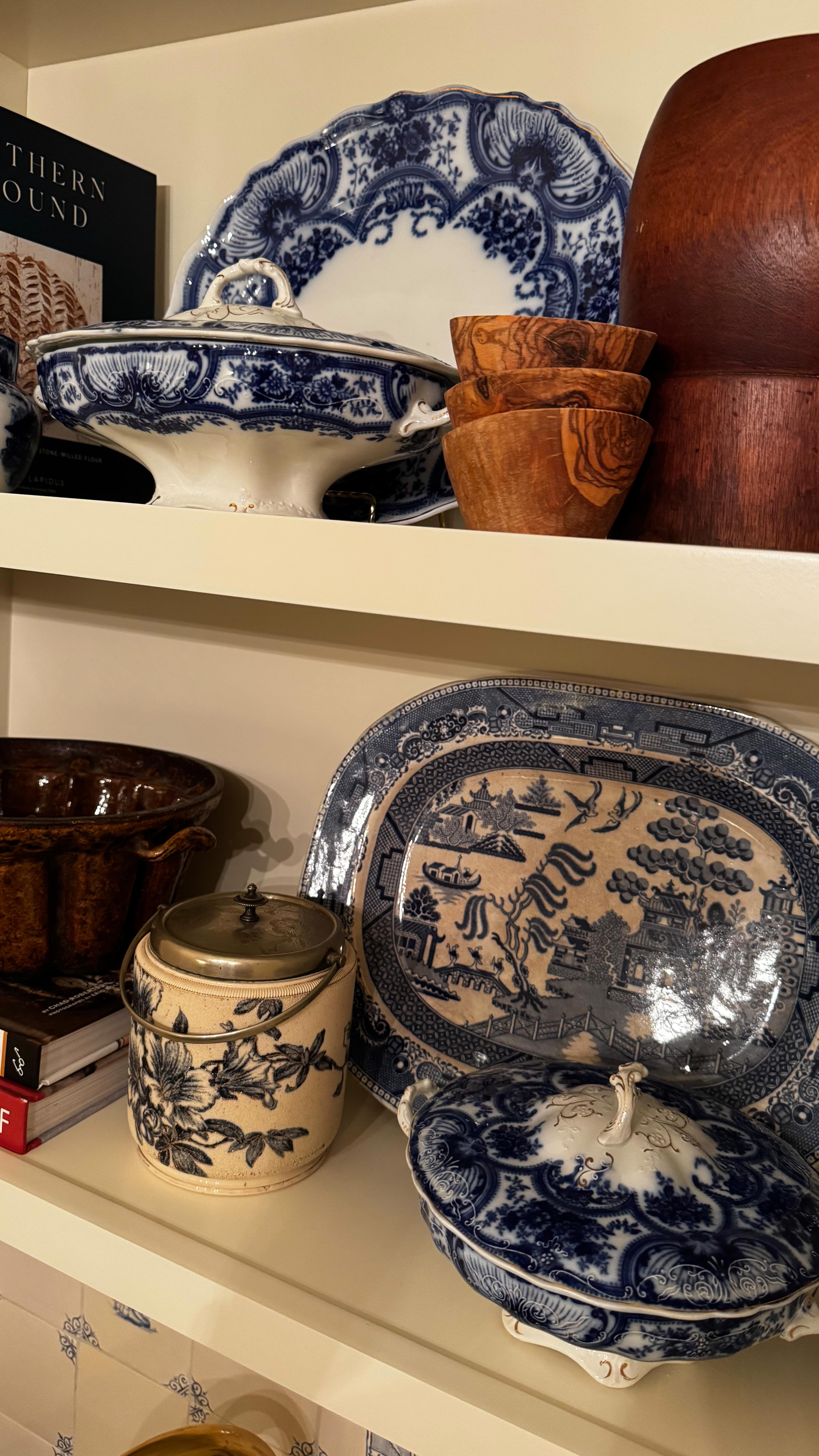 the internet will tell me I have too much stuff 🤭 but it's a good thing I get to live here and not them. in all seriousness these shelves have needed a proper styling since the day we moved in and while I was baking seemed like the perfect time. #thriftedfinds