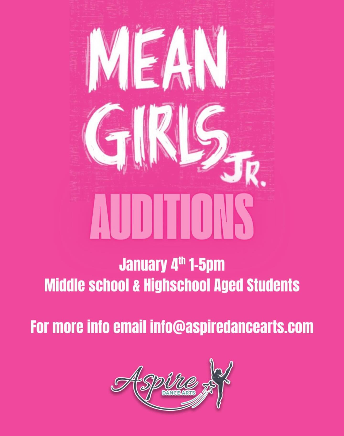 💋💄Come audition this weekend for our spring musical: Mean Girls JR! For more info regarding audition materials and more, send us an email! We hope to see you there.
.
.
.
#2026musical #broadwayjr #broadwayjrmusical #auditions #musicaltheatre #broadway #singdanceact #stoptryingtomakefetchhappen #onwednesdayswewearpink #meangirlsjr