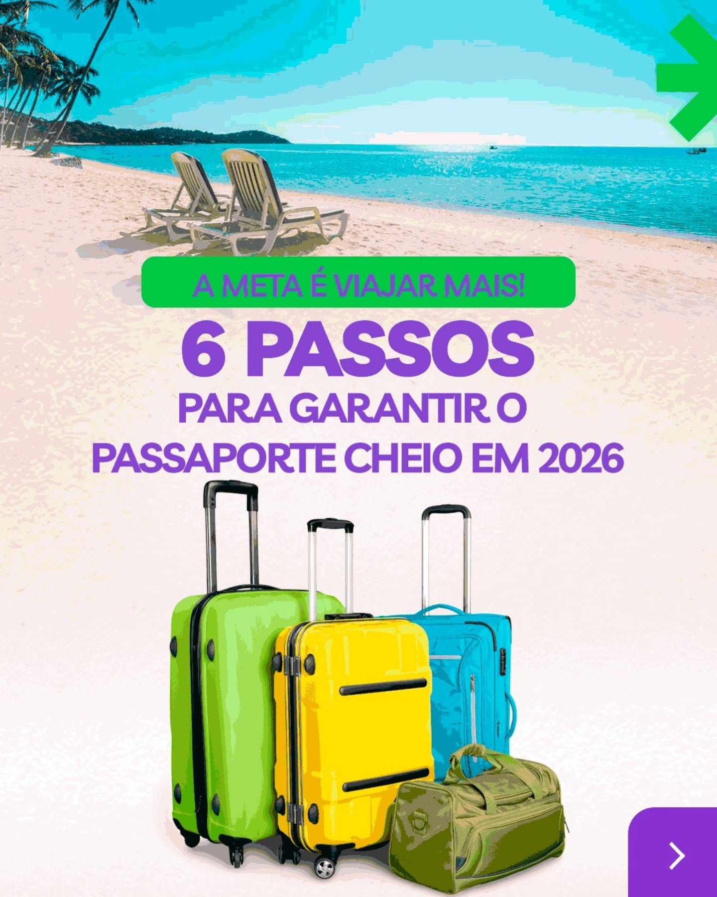 Acabou o blá blá blá! O segredo para viajar mais não é sorte, é *planejamento*! 💡
Janeiro é o mês ideal para traçar sua estratégia e garantir que 2026 será o ano do seu passaporte. Comece agora: defina suas metas e organize seu orçamento! ✨
Arraste para o lado e descubra o checklist que vai te fazer reservar a próxima viagem antes de fevereiro.
*Qual desses passos você vai começar a aplicar hoje?* Comente seu primeiro destino! 👇
#ViajarMais #PlanejamentoDeViagem #DicasDeViagem #Metas2026 #Economia Férias