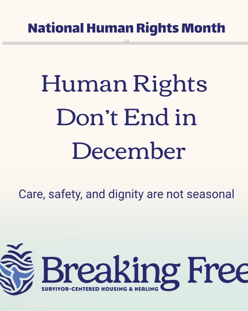 As National Human Rights Month concludes, it serves as a reminder that human rights are not seasonal.
They are reflected in access to safety, in consistent support, and in systems that recognize dignity as a baseline, not a privilege.
The work of upholding those rights continues well beyond December.
#CareDoesntPause #BreakingFreeMN #MinnesotaNonprofit #CommunityCare #GenerosityInAction #HappyHolidays #AdoptAFamily