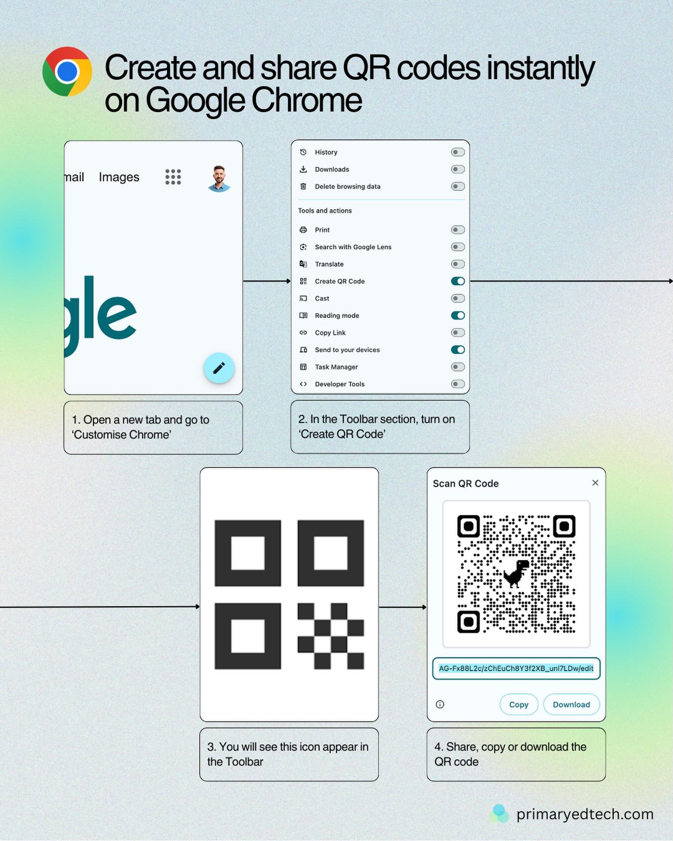 A tiny Chrome feature that saves a ton of time 🔗📱
You can create and share QR codes instantly in Google Chrome.
Perfect for:
• Sharing links with students fast
• Stations, task cards & displays
• Exit tickets & reflections
• Homework and home–school links
Once it’s turned on, it’s always one click away.
#edtech #primaryedtech #googlechrome #qrcodes #teacherlife