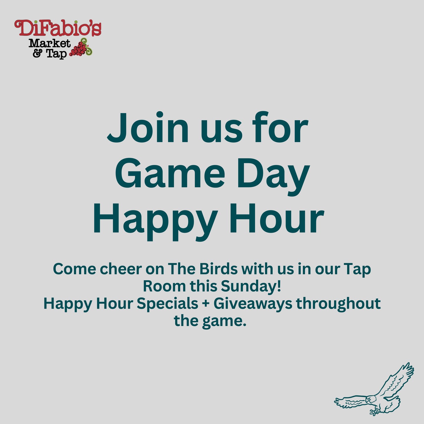 Join us at DiFabio's TODAY for the Eagles game! ?
Happy Hour Specials and giveaways during the game!
Kickoff at 4:30! Go Birds! ???
#DiFabios #DiFabiosMedia #MediaPA #DelcoEats #DelcoDining
#MainLineEats #PhillyFoodScene #ItalianFoodLovers
#DinnerTime #DinnerPlans #FamilyDinner
#LocalRestaurant #SupportLocalPA #EatLocal
#FoodieFavorites #ComfortFood #NeighborhoodSpot