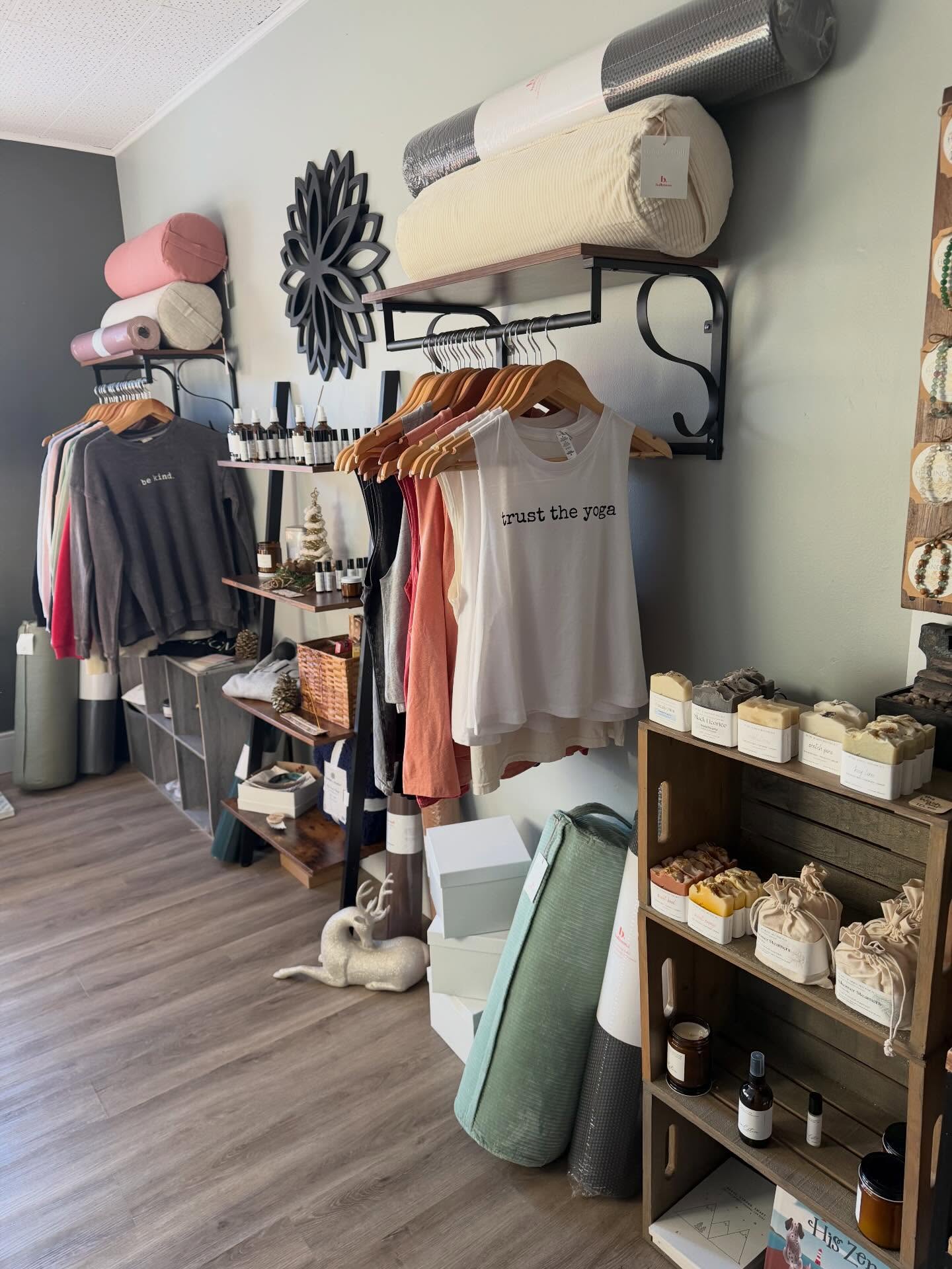 Every item in our retail space is chosen with care:
✨ tools for your practice
✨ pieces that bring calm into your home
✨ small reminders to slow down, breathe, and come back to yourself
From yoga props and cozy layers to self-care essentials and handmade goods. Everything is here to support your nervous system, your rituals, and your healing.
Come browse slowly.
Touch things.
Feel what you’re drawn to.
Your body knows. ?