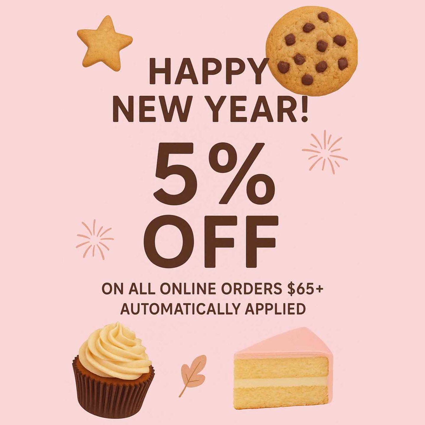 *PROMO CLOSED* Aaaand we’ve got one more treat for opening day! ✨ As a New Year’s gift, enjoy 5% off online orders $65+. No code needed, it’ll be automatically applied at checkout.
Pre-order now (link in bio). Offer valid until Jan 12 at 12NN 🧁
#SwirlsBakery #NutFreeBakery #NutFreeDesserts #MississaugaBakery #MississaugaEats #GTAEats #CupcakeLovers #OnlineOrders #ReopeningDay