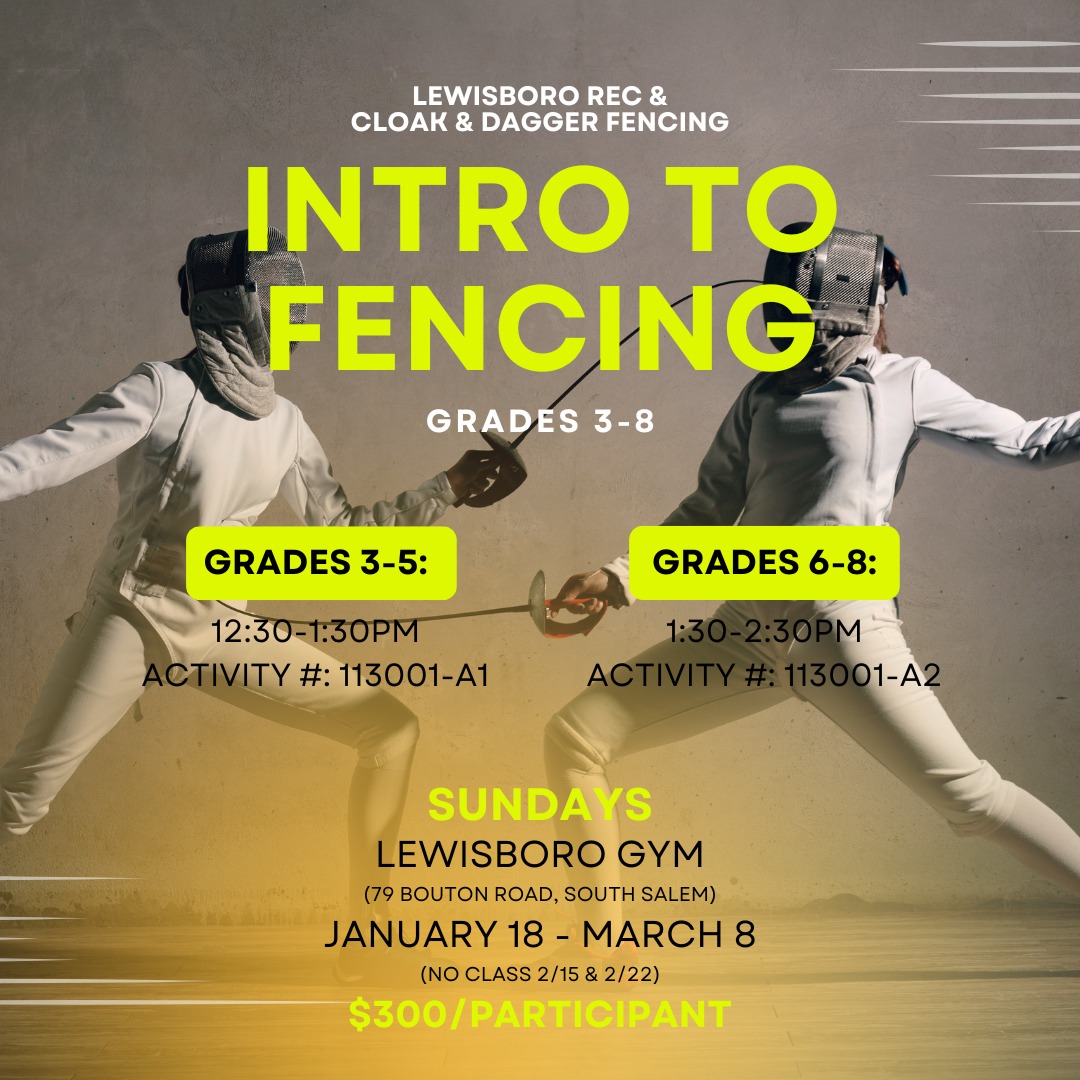 🤺 Join us on Sundays starting January 18th for an Intro to Fencing class with Cloak & Dagger Fencing at LES for Grades 3-8! 🤺