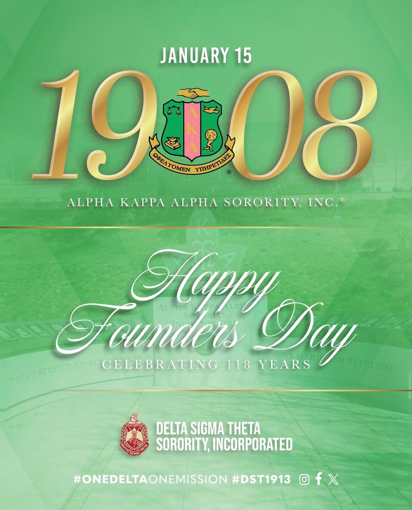 Happy 118th Founders' Day to the women of Alpha Kappa Alpha Sorority, Incorporated, celebrating over a century of sisterhood, service, and excellence!