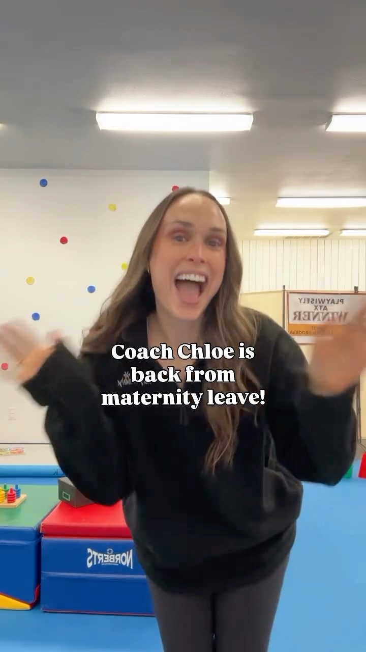 Coach Chloe is so excited to be back in the studio after her maternity leave! ❤️💛💙 #shesback #mommyandme
