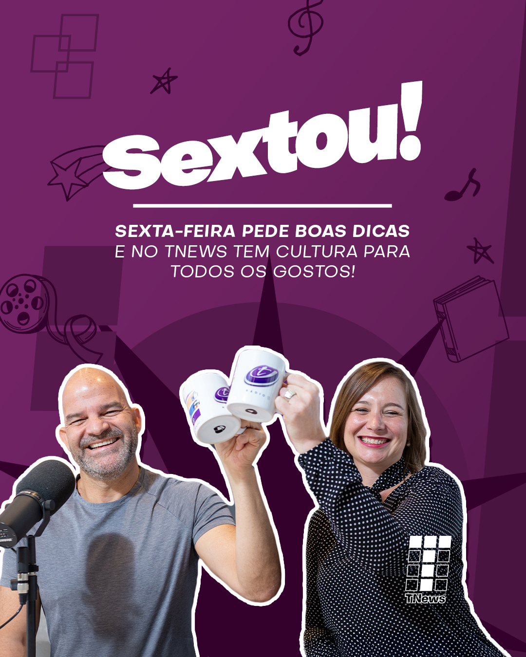 Sextou batendo na porta! 😄
Pra entrar no clima, o time do #TNews separou dicas culturais imperdíveis — tem filme, música, livro e série pra todos os gostos! 🎬🎶📖
Roberta, Marcelo, Marquinhos e Punk contam o que estão curtindo e dão aquele empurrãozinho pra sua diversão do fim de semana.
E você, já tem planos? 👇
#TNewsDicas #TNewsNoAr #CulturaÉTNews #MarceloAlmeida #RobertaCanetti