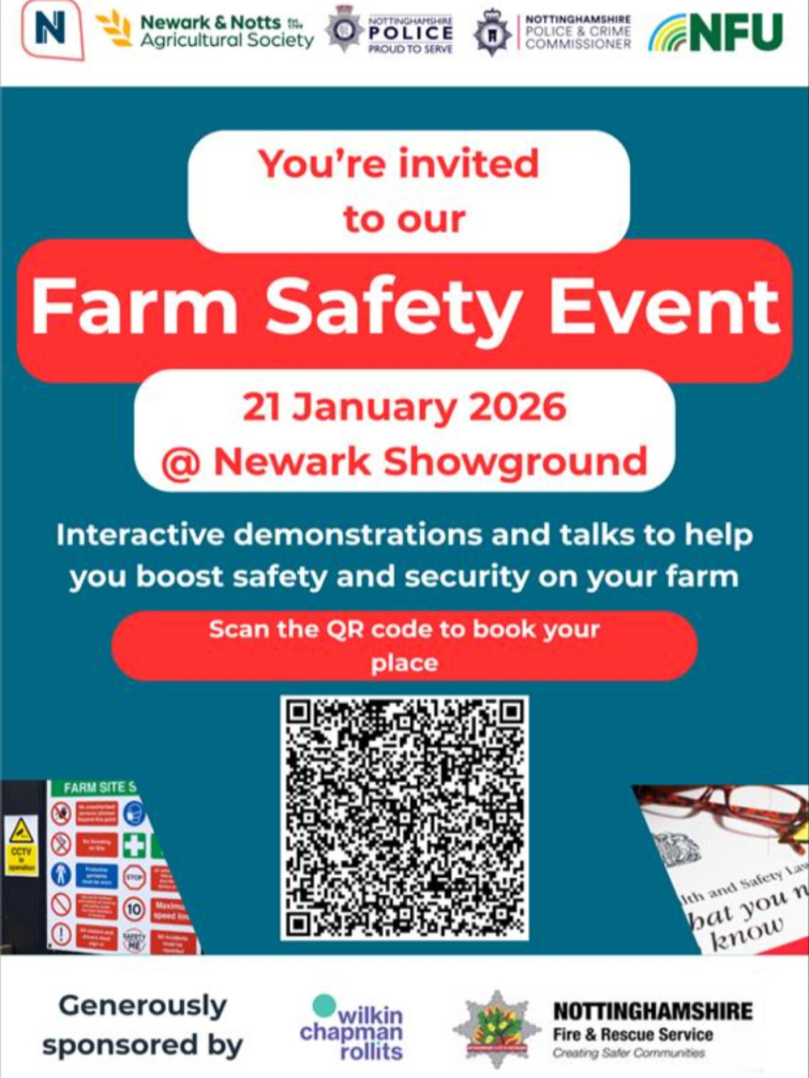 The statistics tell us all we need to know! With an average of 31 deaths and 23000 serious injuries every year, our industry is the most dangerous sector to work in so I’m more than happy to be supporting the organisations who are hosting the #farmsafety event at @newarkshowground, on 21st January,
It’s free to attend and a quieter time of year for many farmers so why not pop along with your team and, if you do, come and say “hi” to me too.