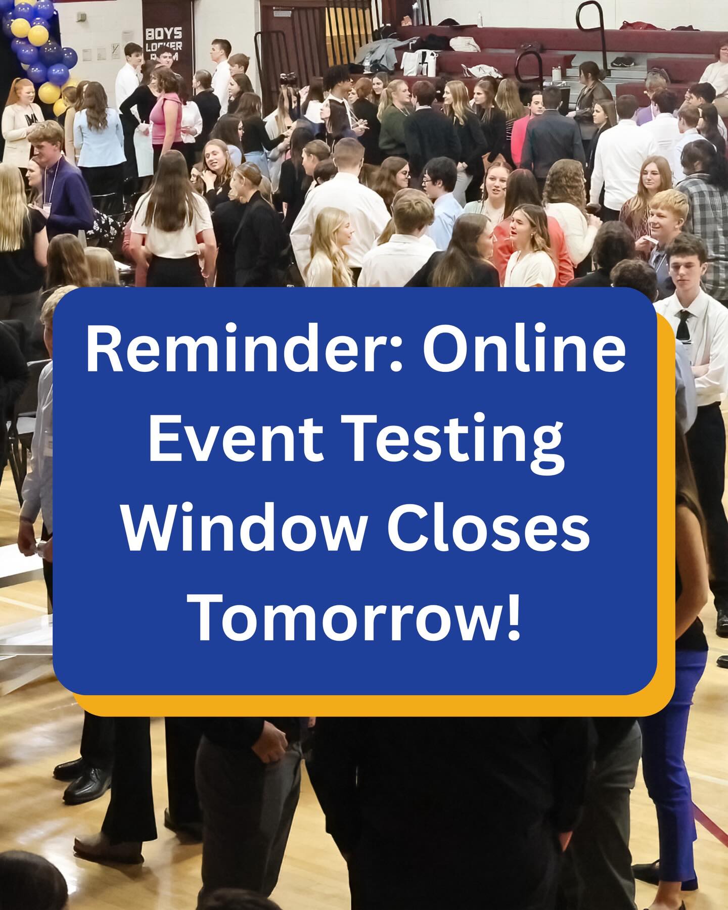 Tomorrow is the HS Receipt Deadline (4pm). The following are due today:
Online Event Testing
Pre-judged Assets uploaded in Blue Panda
RLC Registration fees due to RLC host school
Region VP Candidate bio and campaign booth budget
Good luck!