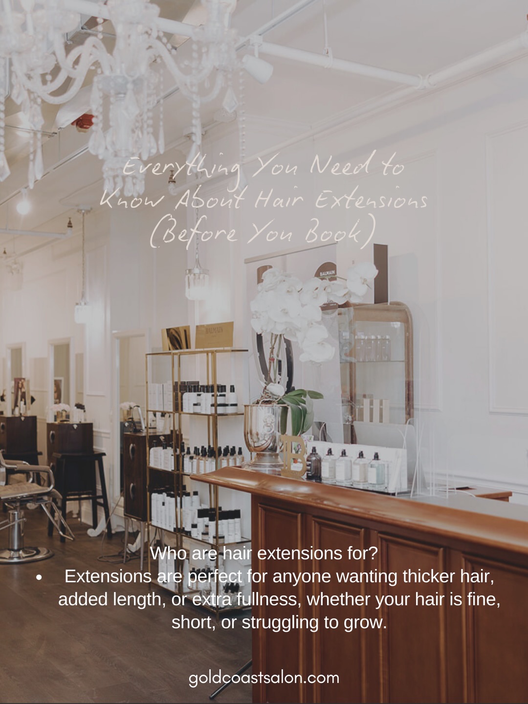 Book your extensions consultation with confidence.
Learn your options, find the perfect fit, and plan your transformation with one of our expert stylists!
Visit our website to schedule your salon visit.