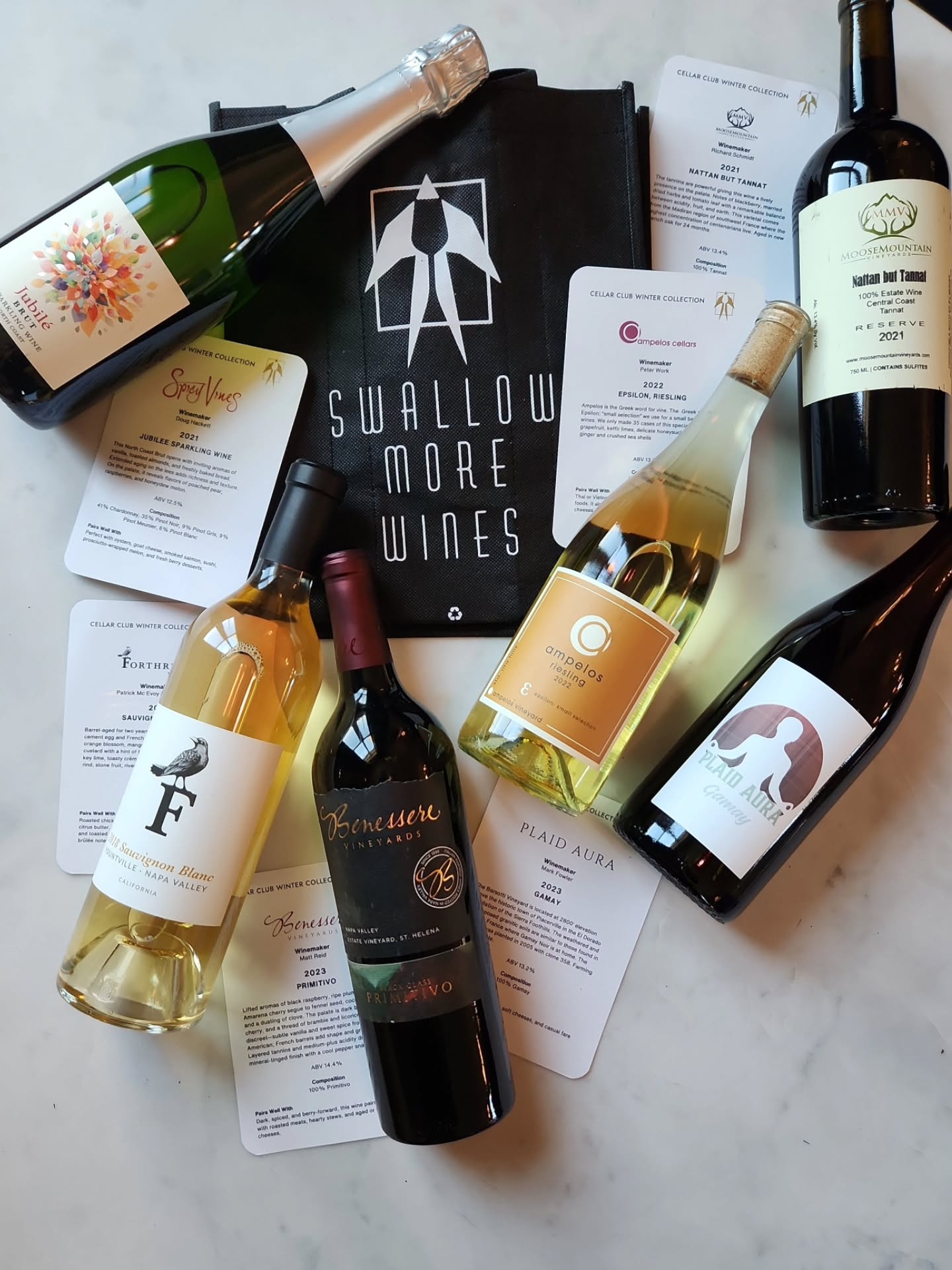 Winter Club Package is here.
These 6 wines are only for Cellar Club members this winter. You get to taste all six before picking your three. Want three reds? Done. Prefer three whites? Go for it. Or mix it up.
Buy 6 bottles and save 10 percent
Buy 12 and save 20 percent
Tastings run December through February
Free to join
swallow-wines.com/cellarclub
#swallowwines #winetasting #winterwine