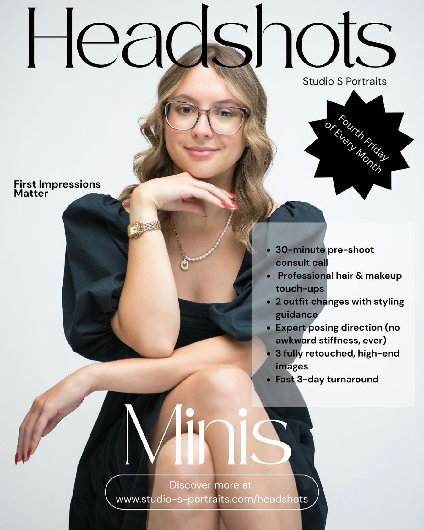 Your headshot is often the first impression you make—before the meeting, before the pitch, before the handshake.
That’s why I offer Headshot Mini Sessions at my Needham, MA studio every fourth Thursday of the month—built for professionals who want polished, high-impact images without the time commitment of a full branding session.
This isn’t a rushed mini. It’s a strategic, value-packed experience designed to deliver images that actually work for your career or business.
Here’s what’s included:
✨ 30-minute pre-shoot consult call (so we’re aligned before you arrive)
✨ Professional hair & makeup touch-ups
✨ 2 outfit changes with styling guidance
✨ Expert posing direction (no awkward stiffness, ever)
✨ 3 fully retouched, high-end images
✨ Fast 3-day turnaround
In just 30 minutes, you’ll have professional photos ready for:
• LinkedIn profiles
• Speaker and conference bios
• Author bios and book promotions
• Company websites and leadership pages
• Press features, podcasts, and media kits
• Corporate directories and internal branding
A strong headshot isn’t just about looking good—it delivers real ROI. The right image builds trust faster, elevates your credibility, and helps you show up with confidence wherever your name appears.
These sessions are perfect for:
✔️ Coaches and consultants
✔️ Lawyers and legal professionals
✔️ Realtors and real estate teams
✔️ Doctors and medical professionals
✔️ Executives preparing for their next career move
✔️ CEOs and founders of small businesses
✔️ Corporate teams needing consistent, professional headshots
If you need one powerful image that works everywhere, this is the smartest, most efficient way to do it.
📩 DM “HEADSHOT MINI” to book your spot for an upcoming fourth Thursday at Studio S Portraits in Needham.