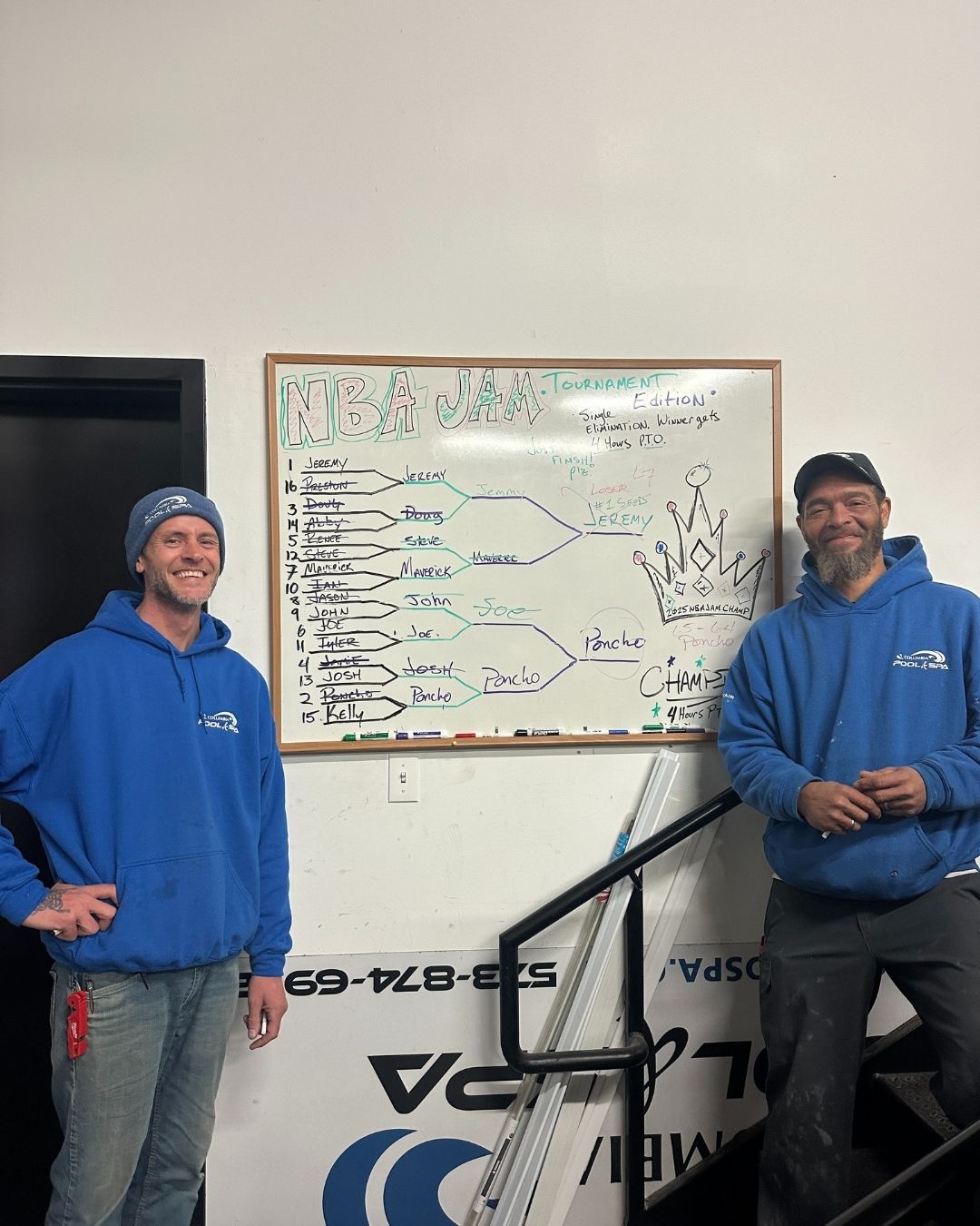 Work hard, play hard! ? Columbia Pool and Spa brought competition to the service department with an NBA Jam tournament last month. After an intense final showdown, Poncho edged out Jeremy 65-64 to take the win! Poncho scored himself 4 hours of PTO. Congrats!
#ColumbiaPoolandSpa #NBAjam #workplacegoals