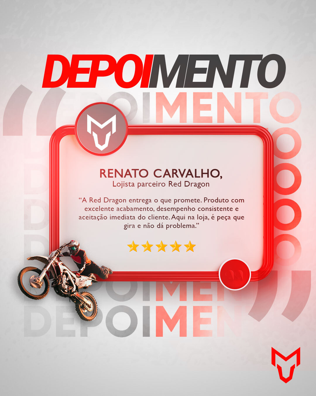 “A Red Dragon entrega o que promete. Produto com excelente acabamento, desempenho consistente e aceitação imediata do cliente. Aqui na loja, é peça que gira e não dá problema.”
— Renato Carvalho, Lojista parceiro Red Dragon
⭐️⭐️⭐️⭐️⭐️
#RedDragon #DepoimentoReal #LojistaRedDragon #ConfiançaNoProduto #OffRoadBrasil #AltaPerformance
