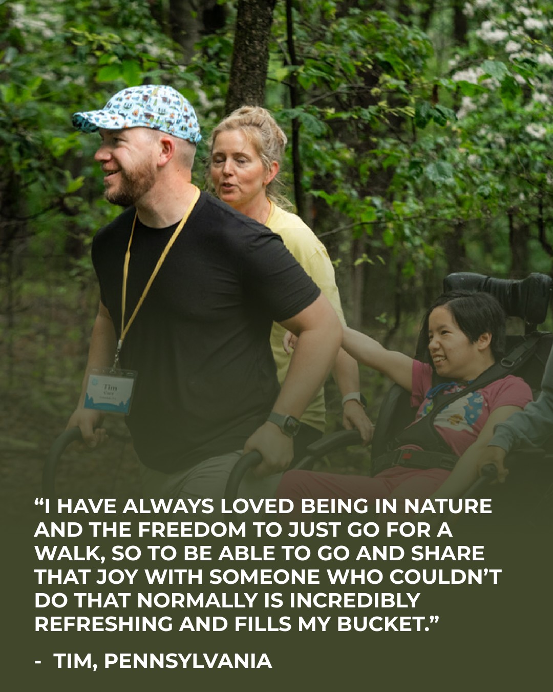 This week's Sherpa Spotlight is Tim from Philadelphia, PA 🌟
“I have always loved being in nature and the freedom to just go for a walk, so to be able to go and share that joy with someone who couldn’t do that normally is incredibly refreshing and fills my bucket.”
Thank you, Tim, for continuing to serve people who are impacted by disability!
If you are interested in joining the Luke5Adventures family as a sherpa, hiker, or donor, connect with us today at www.luke5adventures.org ❤️❤️