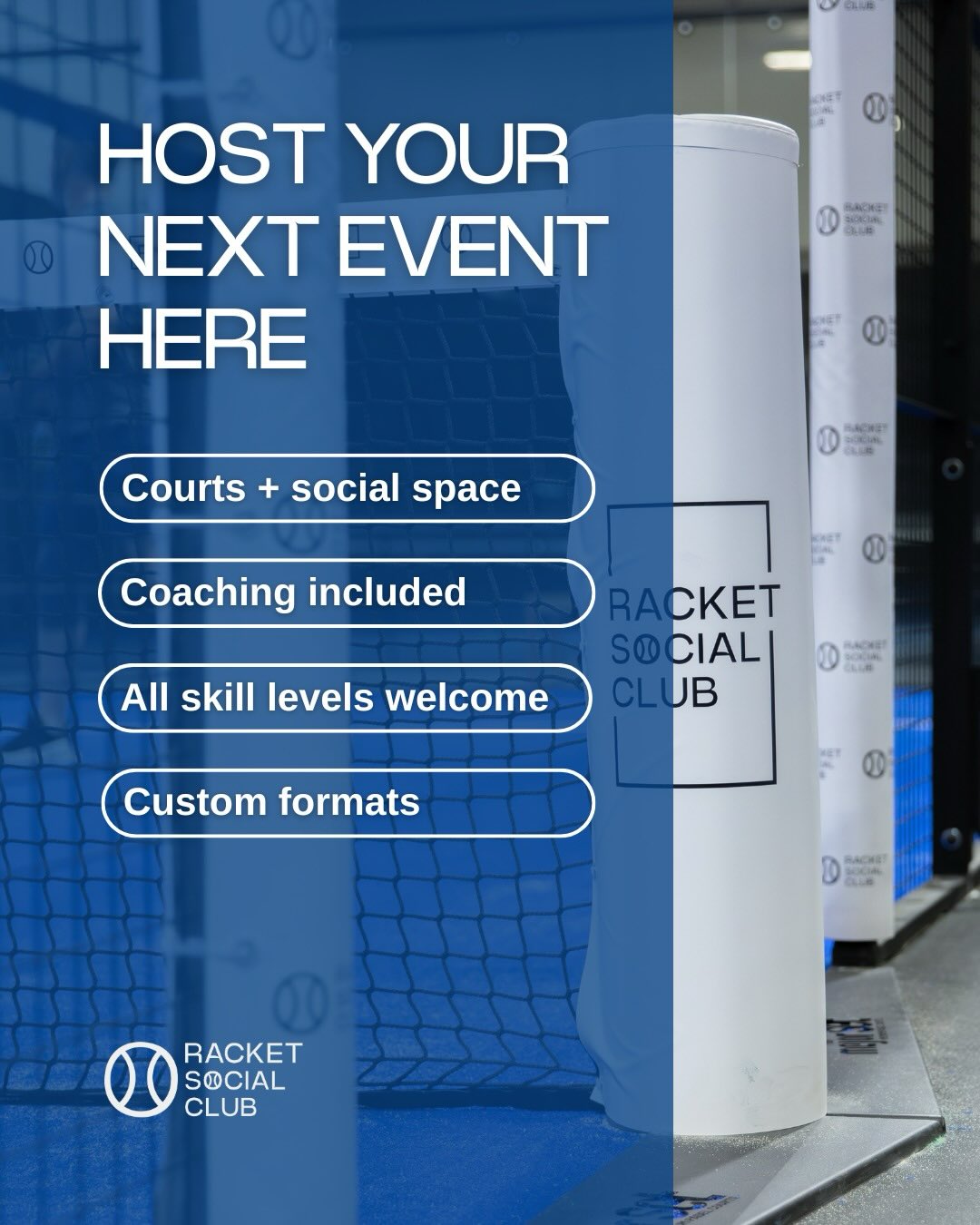 Looking for a different kind of event?
Courts, coaching, and a social setup that actually gets people playing, no matter the skill level. We take care of the format so you don’t have to worry about a thing.
We handle the games.
You enjoy the night.
👉 DM us to book your private event.
#RacketSocialClub #PadelGoals #PadelCommunity #PadelUSA #RacketLife