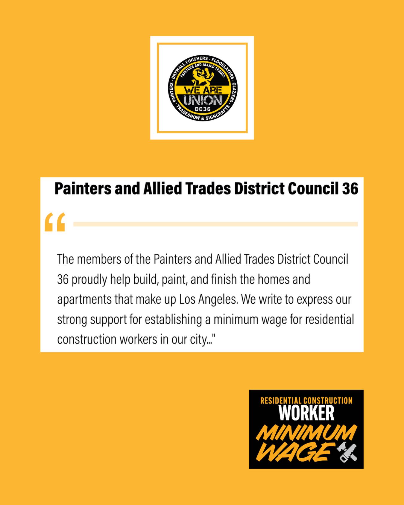 Residential construction workers deserve a living wage - we are thankful to have the support of @dc36_iupat.
Join in support: constructionworkerminimumwage.com/supporters