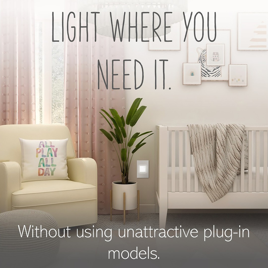 Legrand's adorne® Night Light is perfect for hallways, kids' rooms, or anywhere a little bit of light can provide extra comfort and visibility. #Legrand #adorne #luxurylighting #smartlighting #smarthome