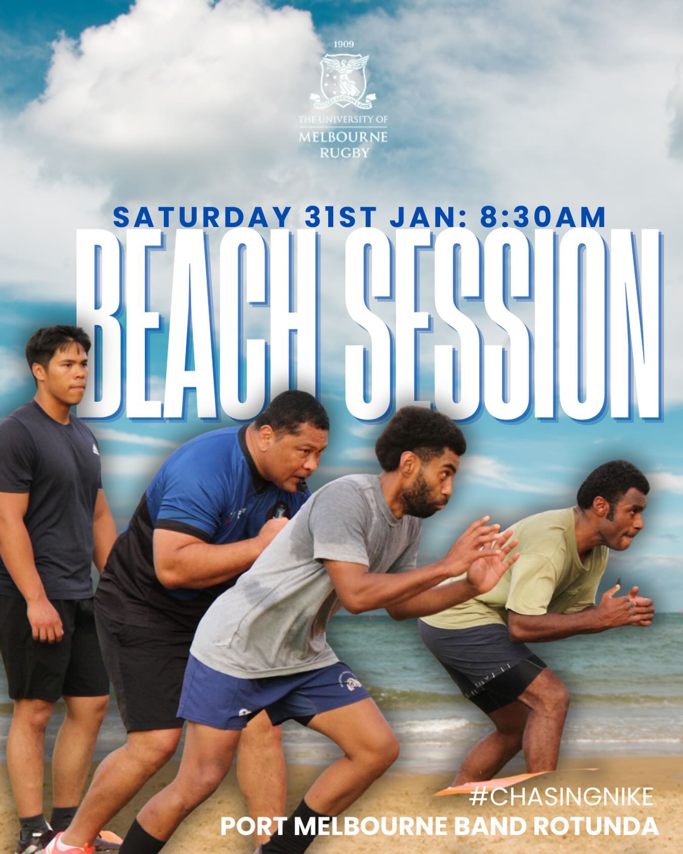 ☀️ Sun, sand & serious work!
Pre-season mode: 🔛
Bring:
💧water
🧴sunscreen
🧼towel
🩱bathers
~ All new players & supporters welcome 💙🖤~
#chasingnike
📸 @dglphotography_ 🙌