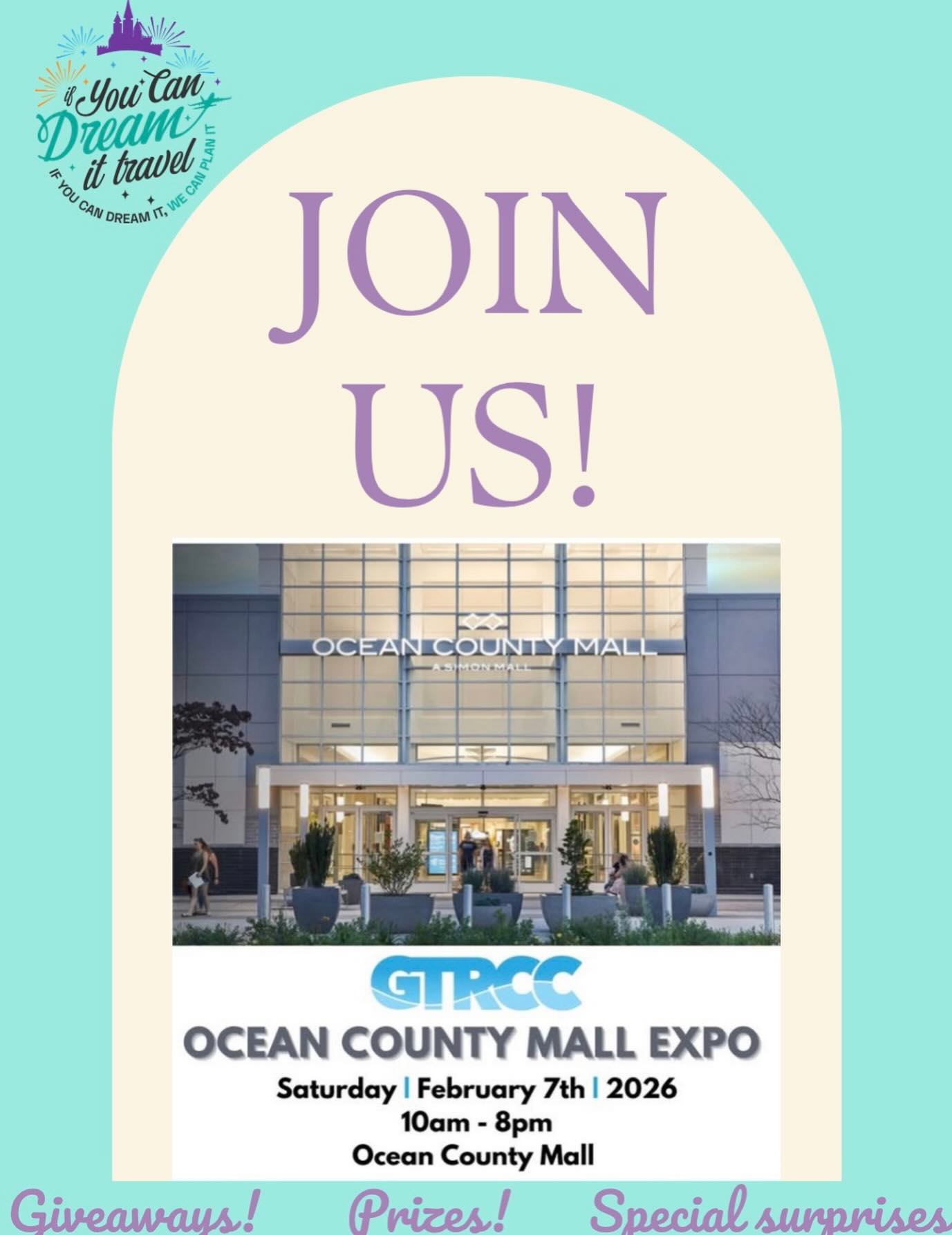 ✨ Looking for something fun (and warm!!) to do this weekend? ✨
Come visit us at Ocean County Mall 🛍️☀️
🎁 We’ll have giveaways for kids AND adults
✈️ Plus one-on-one vacation consultations if you have a dream trip in mind
💜 Just a friendly reminder that our planning services are FREE!! 💜
Stop by, say hi, and let’s start planning something magical ✨🌴
