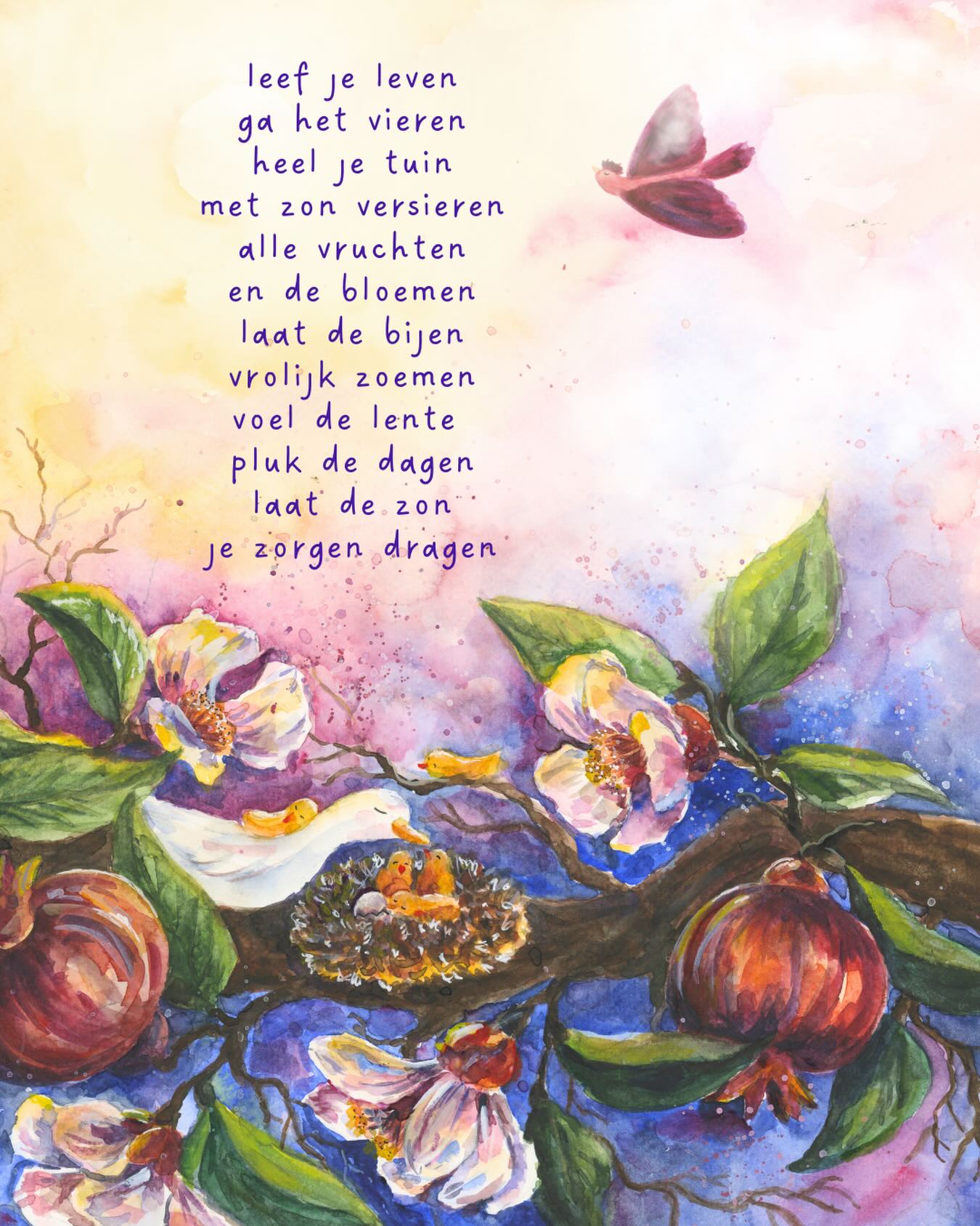 💖☀️Laat de zon je zorgen dragen 🫶🏻🫶🏻🫶🏻
Als de lente komt wordt het soms gewoon een beetje lichter. Letterlijk en figuurlijk. Vandaag is het zonnig en spiekt de lente al een beetje door de winter heen. En weet je, neem dan maar gewoon even die stralen in je op, want het verlicht je misschien al net dat kleine beetje✨
#romyillustrations #romyspoetry #aquarelle