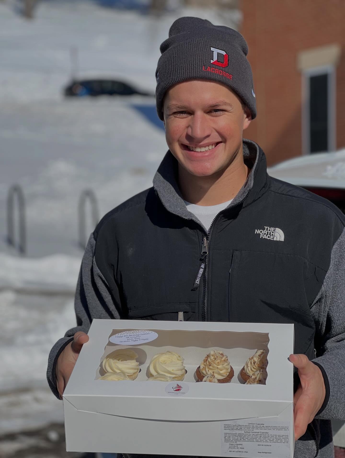 It was a cold one but at least it was sunny too! Hope this young man felt the extra warm love sent from home on his special day. #meganscupcakes614 #granvilleohio #denisonuniversity