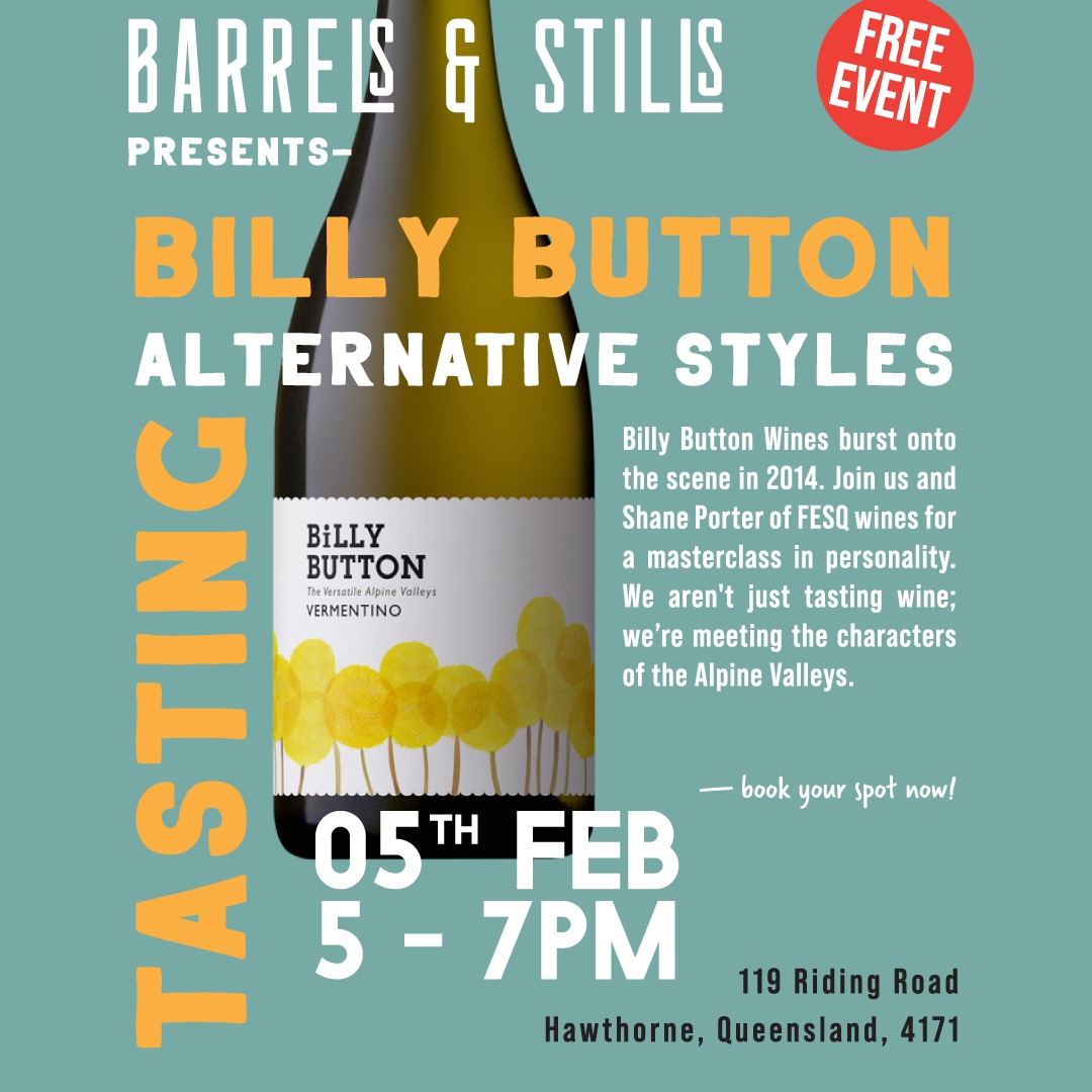 Join us for a high-altitude tasting journey as we head into the Alpine Valleys with Shane Porter from FESQ. We’re pouring the wild, wonderful, and rare gems from Billy Button Wines. Forget the usual suspects we’re diving into "The Groovy" Fruilano, "The Affable" Barbera. It’s Italian heart meets Victorian soil.
Come thirsty, leave with a new favourite grape you can’t yet pronounce!
FREE TASTING
Thursday 5th February 5-7pm
#barrelsandstillshawthorne #winetasting🍷 #billybuttonwines #localwinestore #hawthornewinestore #4171