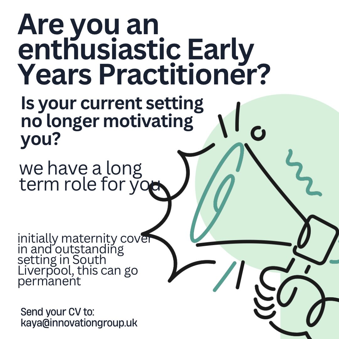 Are you feeling stagnant in your current nursery or school? Scared to take the next step and a new role be the same? Worried about not being paid through the half terms? No problem we can work your hours out on average and pay you your accrued hours through the Summer and half terms.
Message us on WhatsApp or email to have a chat about how it all works.
Great rates of pay, paid weekly.
This role starts after February Half Term.
#liverpooljobs #liverpooljobsearch #employ #workworkworkworkwork #liverpool
