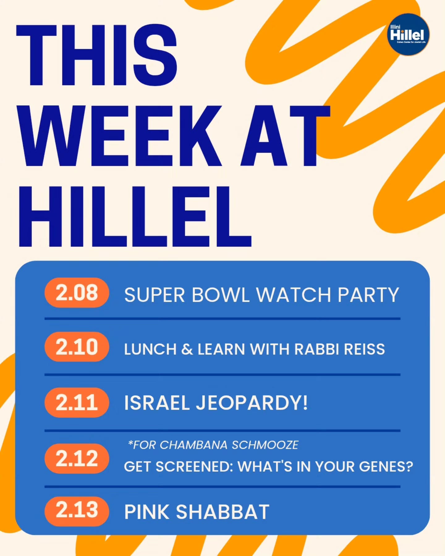 Join us this week at Illini Hillel! Swipe for more info ➡️