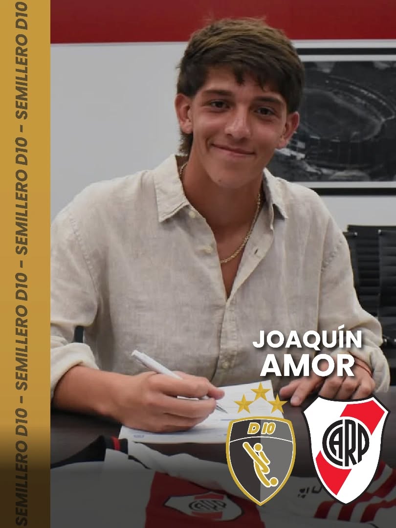 ?¡DEL #SEMILLEROD10 a firmar contrato con @riverplate✍?
⚽¡¡GIGANTE JOACO!!?
Tu presente nos genera felicidad y orgullo infinito, fruto de tu compromiso y perseverancia. Verte formarte en D10 F.C., ganar @themessicup y hoy dar este paso enorme en @riverplate es sólo el comienzo de todo lo lindo que te espera?
¡Que se vengan muchísimos golazos más, @joaquin.amor_ !⚽
Todo D10 te celebra y acompaña??
D10 Football Club
#MásQueFútbol
#d10fc #semillerofutbol #jugadoresprofesionales riverplate
@empanadas.morita @sportlyon_ind @lyonoficial.ok @360player @menottiescuela @paramedic.arg @coerverargentina @telviso.ar @somos.imowi @elparmegiano @cacmaterialeselectricos @gaseosasecco