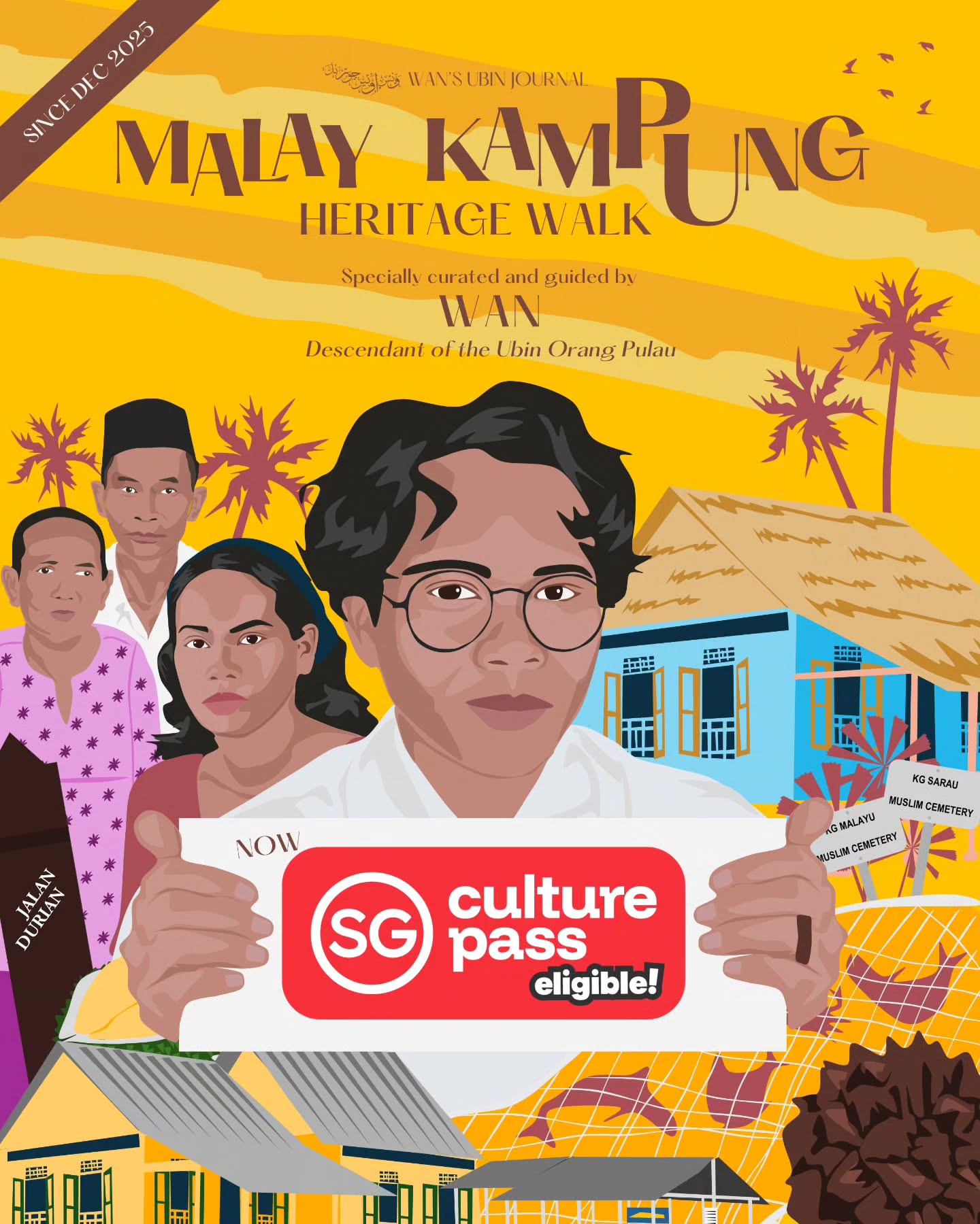 📢 The Malay KamPUng Heritage Walk is now on SG Culture Pass!
Join me as I bring you on a guided walk through Ketuk Batu (Pekan Ubin), Kampung Sungei Durian and Kampung Surau and share with you stories through the lens of an Ubin Orang Pulau descendant! For more info, visit wansubinjournal.com/heritagewalk (link in bio)!
Thank you for your time and attention, and I look forward to your continued support!