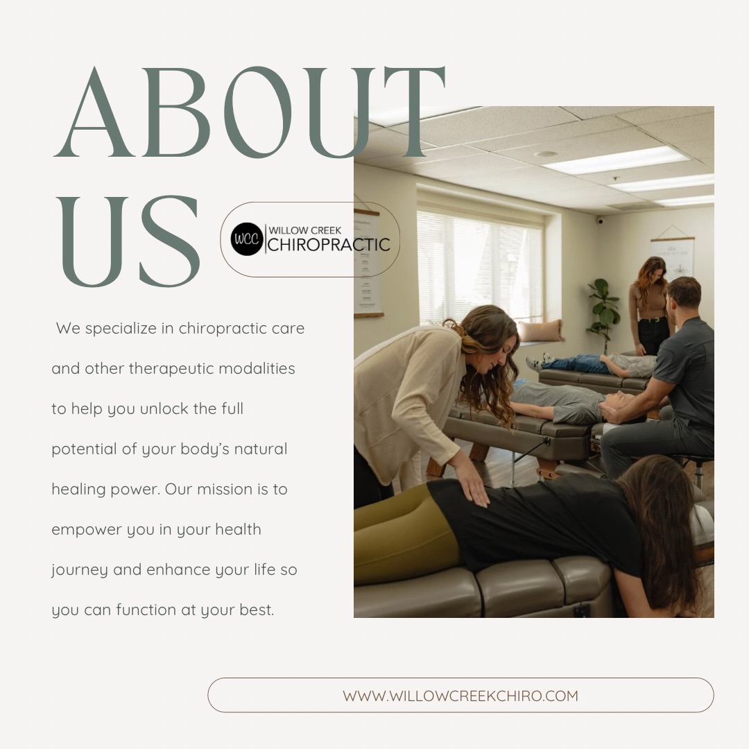 Healing starts here 🤍
At Willow Creek Chiropractic, we do more than just adjustments.
From personalized chiropractic care to therapeutic modalities and rehab support, our goal is simple: help your body function the way it was designed to.
Whether you’re dealing with back pain, headaches, injury recovery, or just want to move better day to day — we’re here to empower your health journey every step of the way.
Feel better. Move better. Live better.
Schedule your visit today at www.willowcreekchiro.com or give us a call at (801)942-4999✨
#WillowCreekChiropractic #ChiropracticCare #NaturalHealing #WellnessJourney #PainRelief