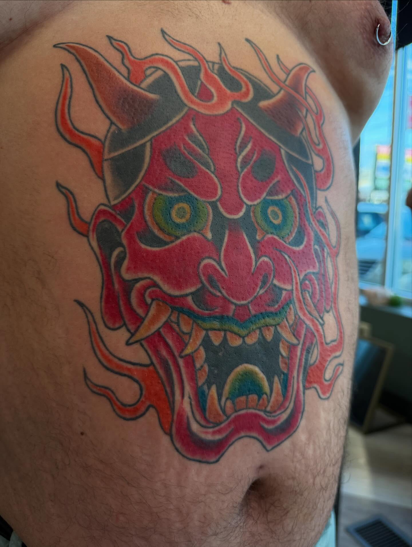 Sweet #hannyamask done by @tyhigginstattoo DM Ty directly or book through our website TODAY! He is currently booking February and March. Book ALWAYS open! #japanesetraditionaltattoo