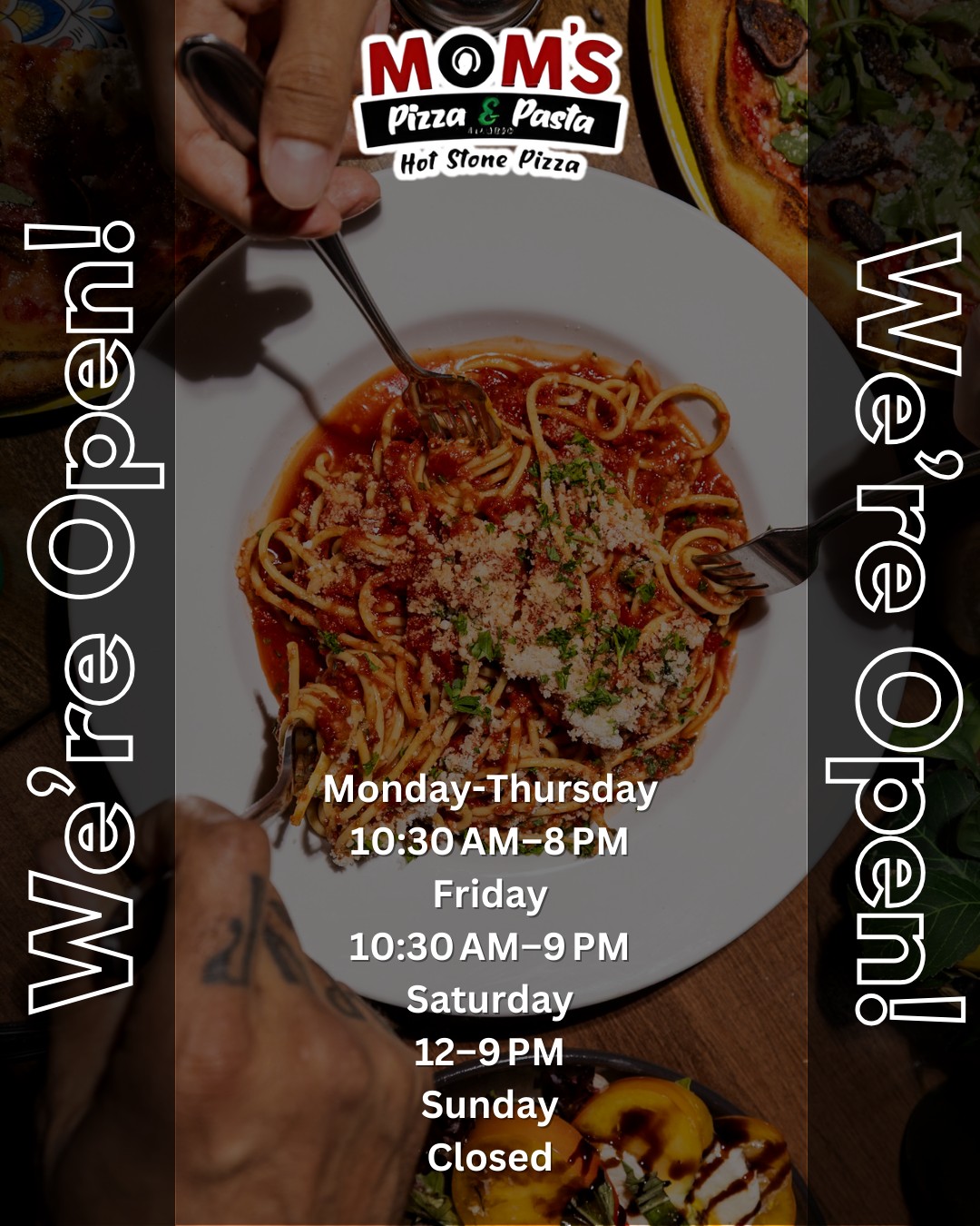 Lunch plans. Dinner plans. Last-minute “we’re starving” plans.
However your day is going, we’re open and ready when the craving hits.
#SanDiegoEats #OpenForDinner #ItalianAllDay #SDRestaurants #PizzaWhenYouWantIt #NeighborhoodFavorite #MOMSPizzaandPasta
