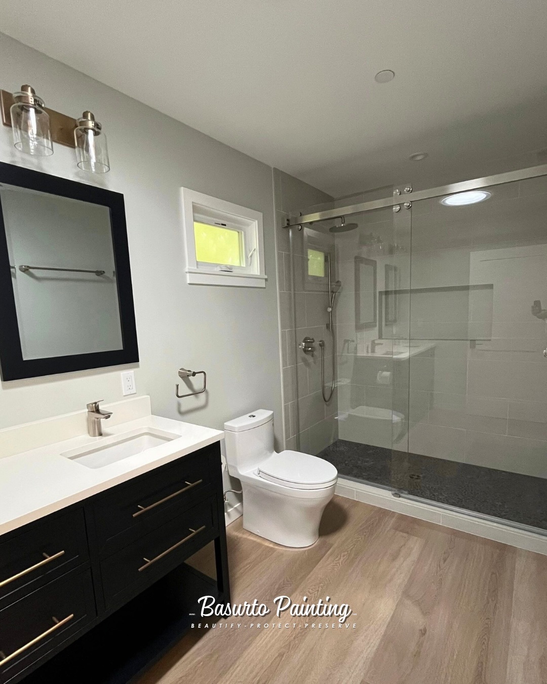 A clean and classic bathroom refreshed with newly painted ceilings, walls, and white trim. This black and white contrast creates a look that feels modern without losing its timeless appeal. Clean lines, bright surfaces, and a balanced palette allow the room to feel fresh, well kept, and thoughtfully finished.
Beautifying, protecting, & preserving the Bay. The BP way.