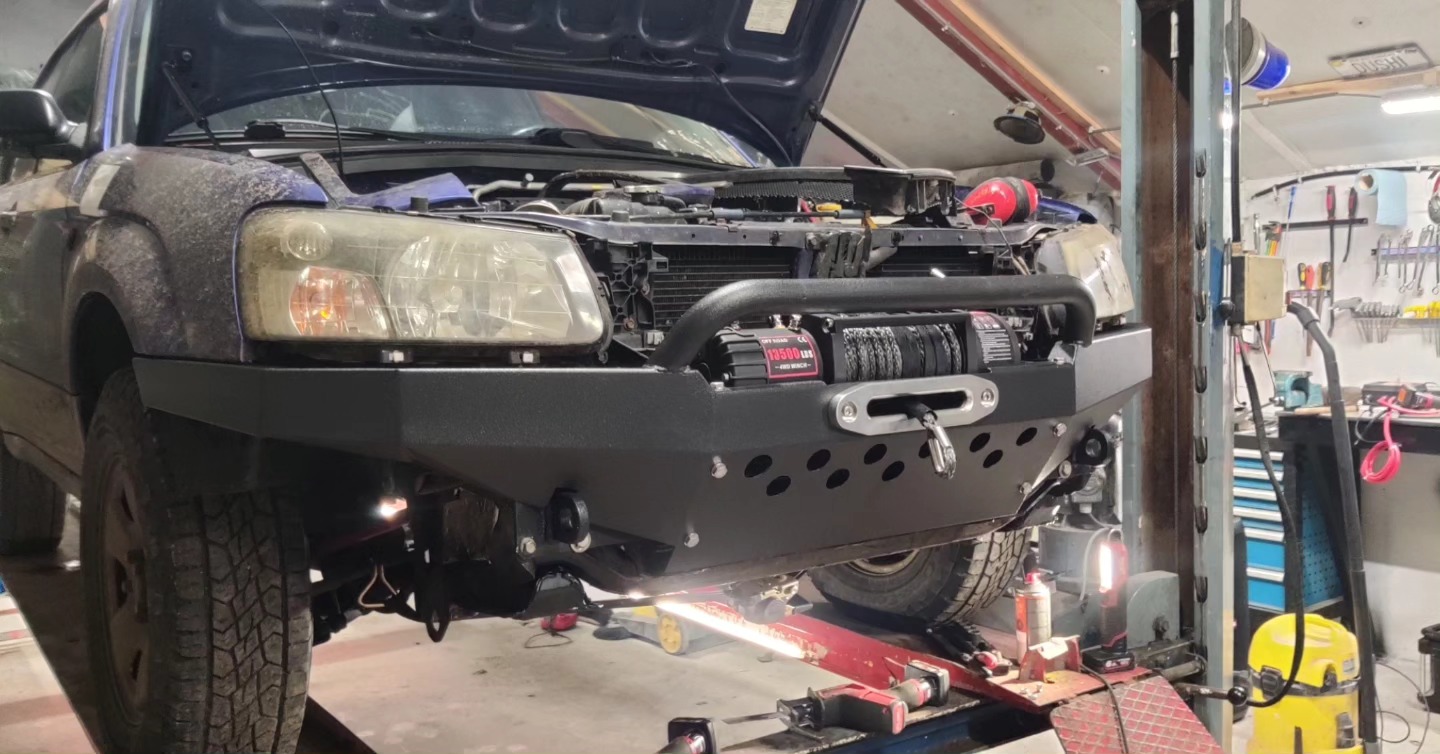 Everything is painted with 2 base coats and 3 layers of black Raptor Liner, a very durable coating system.
Next up is all the wiring for the winch and the 2 spotlights
#subaru #subienation #winchbumper #wiring #raptorliner #upolraptor