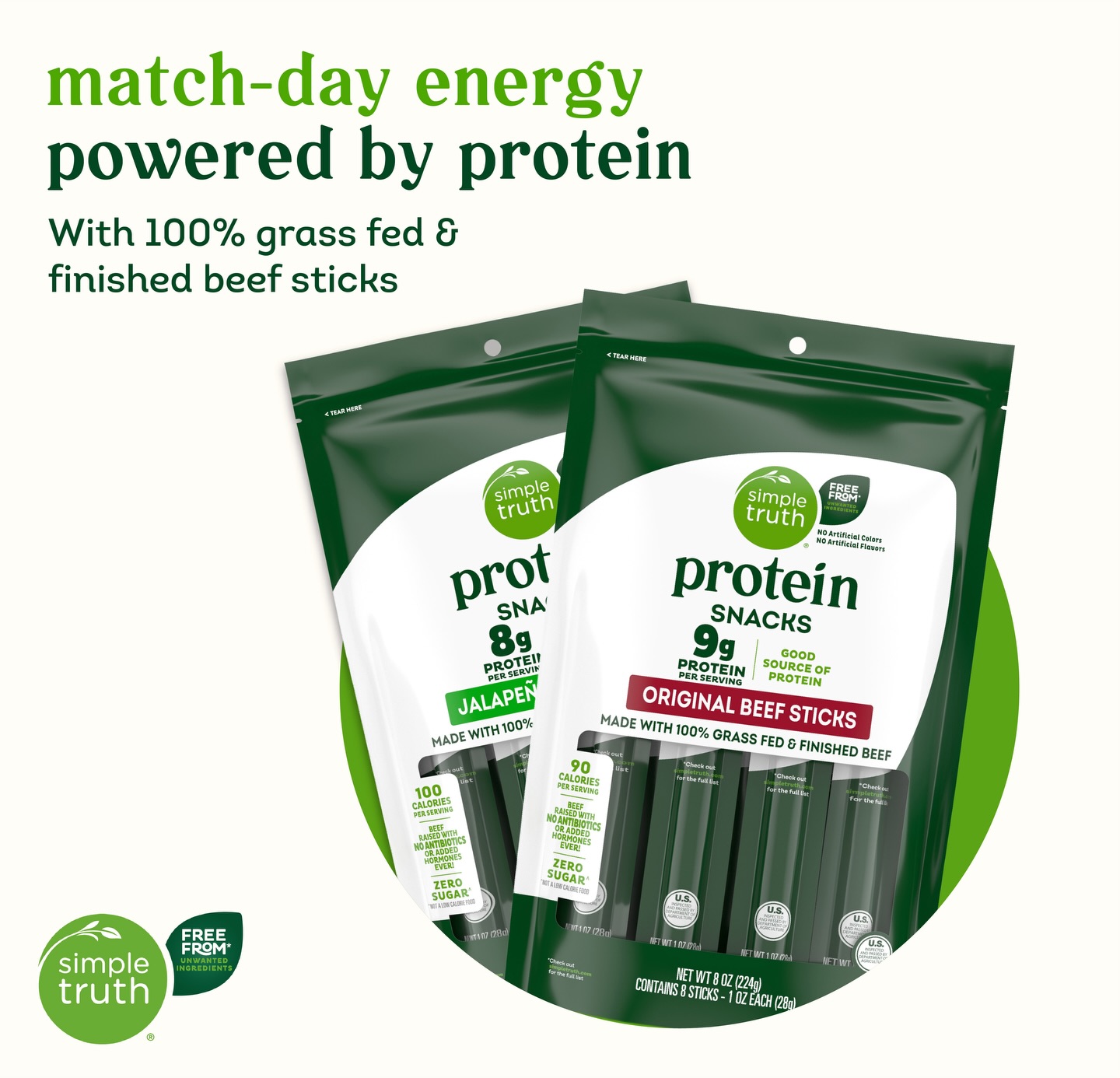 Max your match-day energy with Simple Truth Protein Beef Sticks. Made with 100% grass fed & finished beef. They’re a good source of protein, with no artificial colors or flavors, zero sugar and 90-100 calories per serving.
#freefromunwantedingredients #SimpleTruthYouthSoccer26 #FreeFrom #SimpleTruth #Kroger