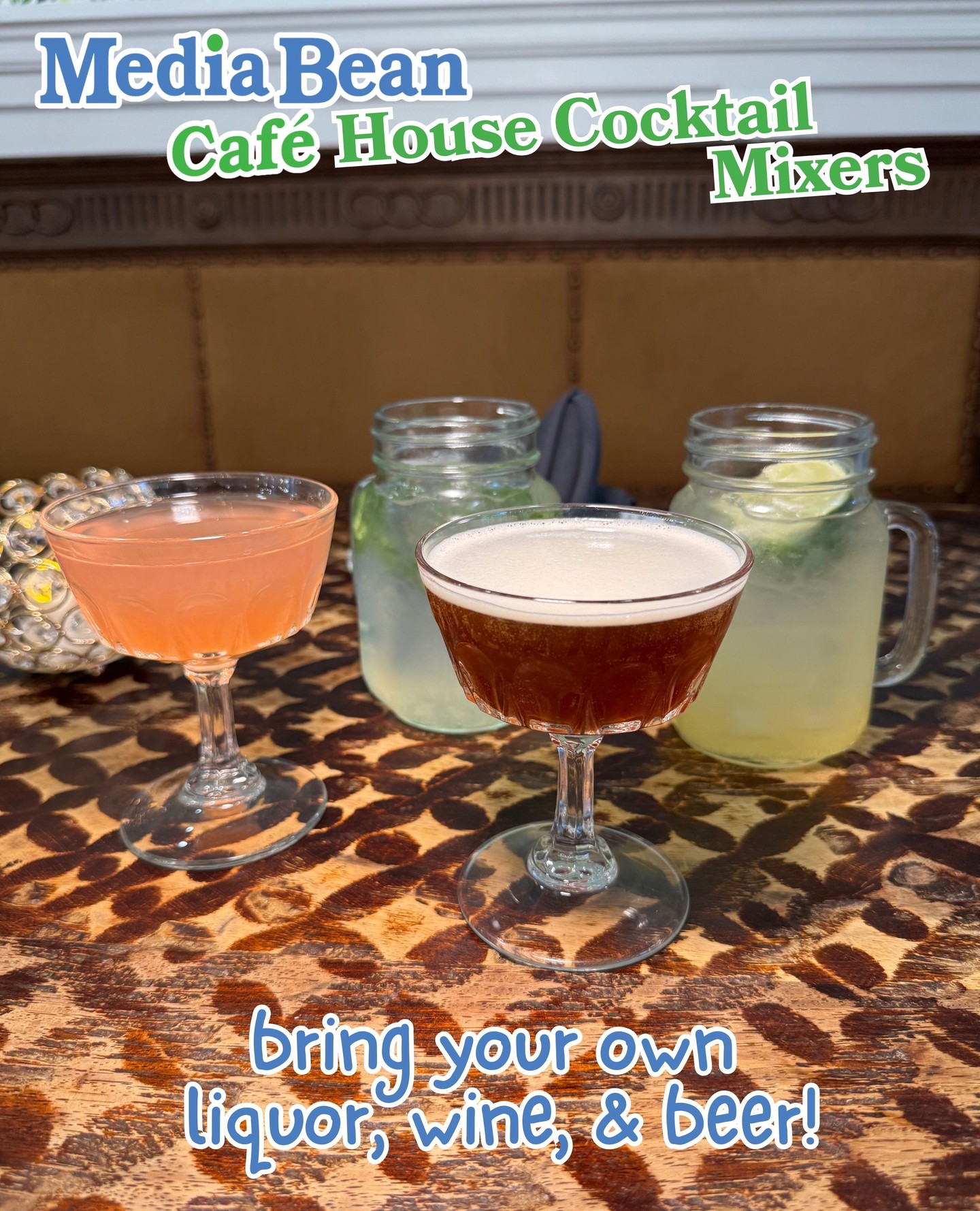 Media Bean is excited to introduce our new selection of house cocktail mixers! ?Ideal for complementing your preferred spirits. Making for a lovely dinner!
Make your reservation for dinner now! Thursday- Saturday 4:30-8pm.
Don’t forget, we’re BYOB! Available every day (except Monday), all the time!
#MediaBeanCafe #DinnerInspo #FarmToTable #SeasonalMenu #BYOBdining #FoodieFinds #PhillyFoodScene #DinnerPlans #Foodstagram #InstaFood #EatLocal #SupportLocalEats #CozyDining #DateNightSpots #RestaurantVibes #FoodLovers #NewMenuDrop #SneakPeekMenu #WeekendEats
