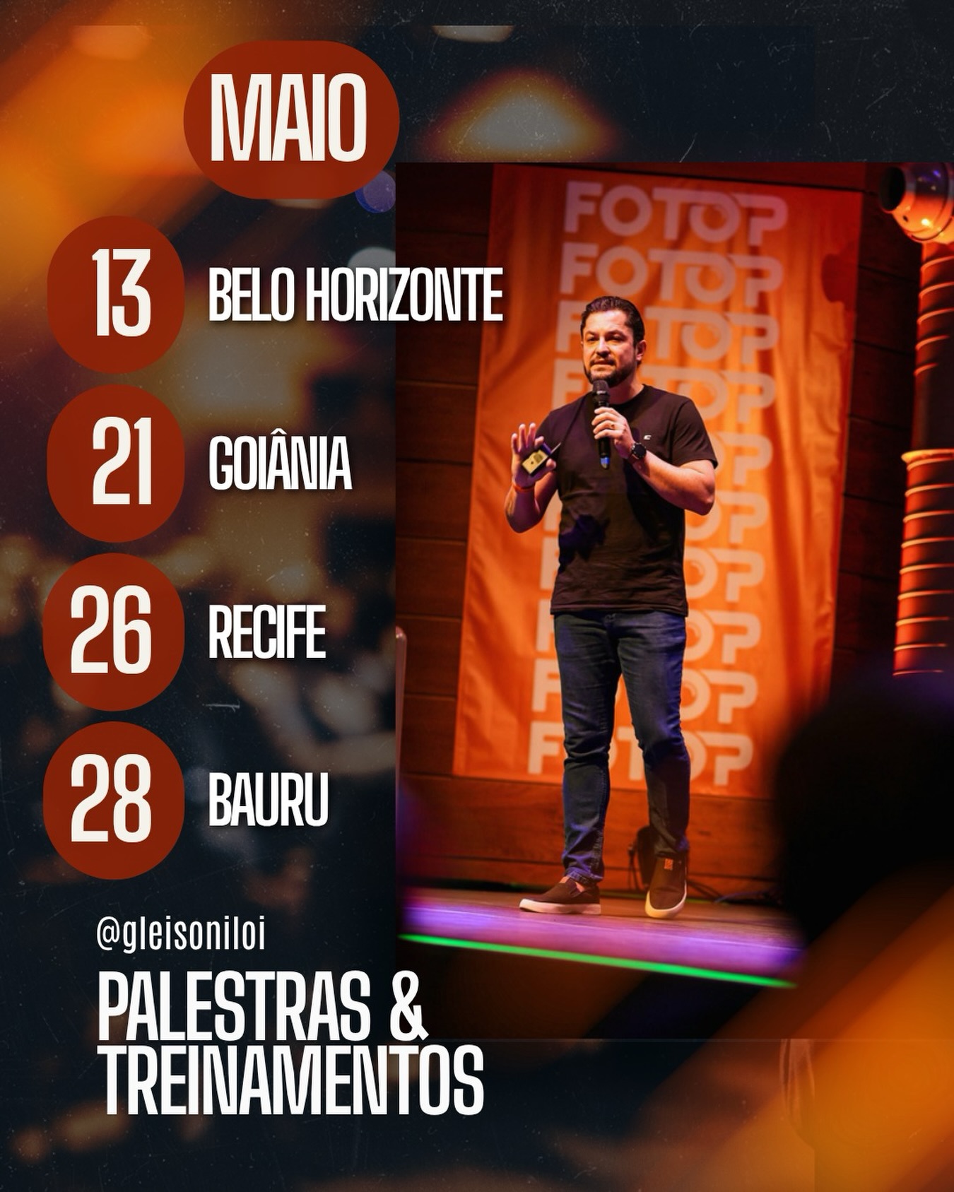 Uma jornada muito especial está começando hoje ✈️
As próximas semanas serão incríveis, onde terei a honra de levar minha mensagem, compartilhar e gerar movimento com profissionais e empresários de diferentes regiões do país.
Estou nesse momento no Aeroporto de Porto Alegre rumo a BH para a primeira palestra desse ciclo especial!
Em 15 dias serão 4 estados, 4 cidades e 4 eventos muito especiais! Estarei junto com a @fotopfotografos e a @fotopbroficial no Conexão Fotop 2026, onde vamos rodar o Brasil levando crescimento, ideias, resultados e muito movimento para profissionais da fotografia! E um spoiler, Maio é só o começo ?
Minha missão sempre foi levar leveza e resultados para meus mentorados, e poder fazer disso meu trabalho é motivo de muito orgulho e responsabilidade, que tenho satisfação imensa em realizar!
Vivemos um momento muito especial, onde quem direcionar energia e esforços para crescer e avançar, vai conquistar muito, e poder ser um impulsionador e um guia de profissionais nesse crescimento é fantástico!
Lugares especiais, grandes eventos e muita coisa boa pela frente ??
Fala pra mim, em qual desses eventos vamos nos encontrar?
13/05: Belo Horizonte - MG
21/05: Goiânia - GO
26/05: Recife - PE
28/05: Bauru - SP
Vamos com tudo! Grandes coisas por vir!