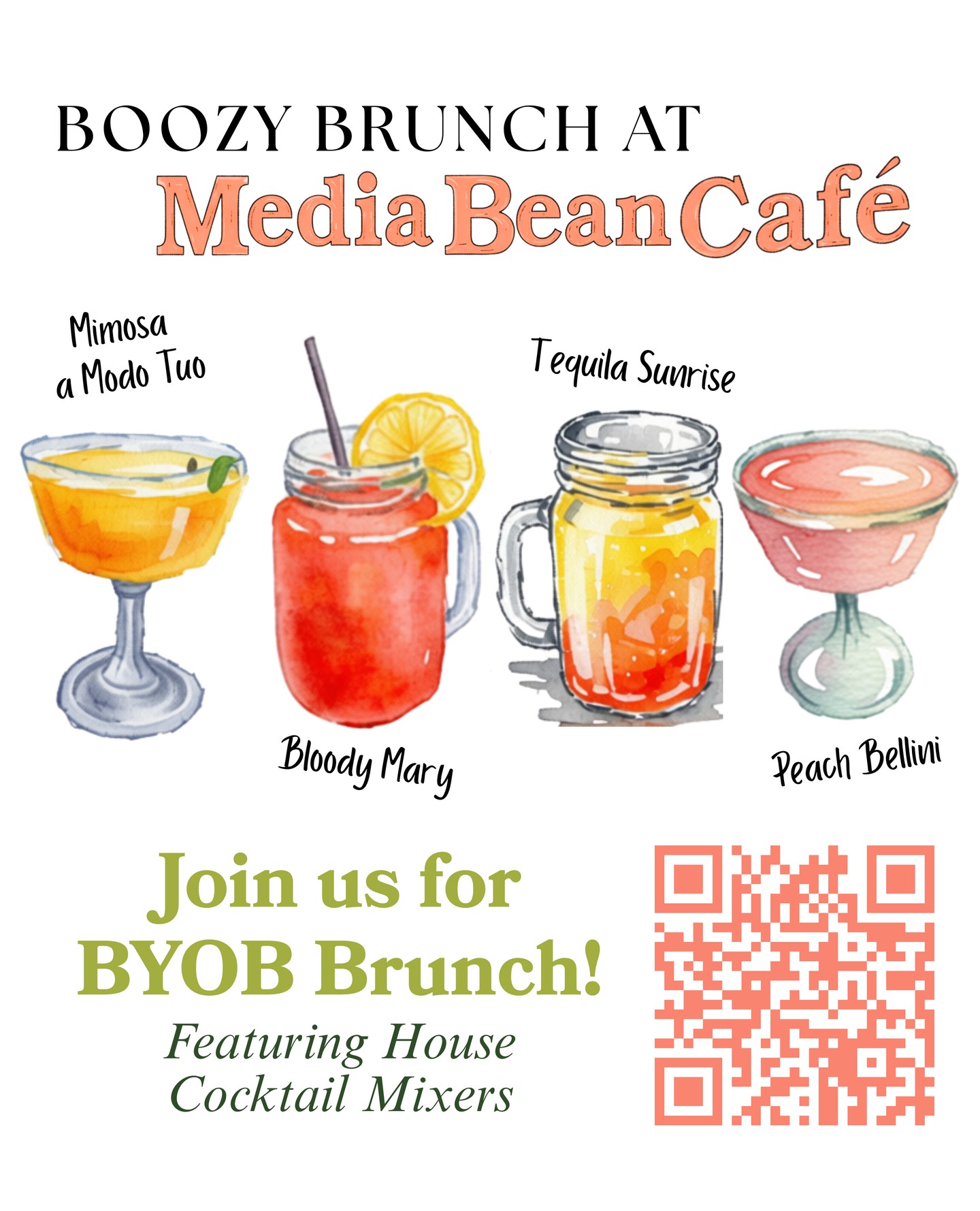 Did you know The Media Bean is BYOB!??
You bring the liquor, we make the drinks!
Join us for Boozy Brunch and try our specialty house cocktail mixers??
#TheMediaBean #MediaBeanCafe #MediaBeanBreakfast #BreakfastAtTheBean #CoffeeAndBreakfast #MorningAtTheBean #BreakfastVibes #CafeBreakfast #CoffeeLovers #MorningRoutine #BreakfastGoals #LocalCafeLove #SupportLocalEats #CoffeeShopLife #BrunchMode #BreakfastTime #FuelYourMorning #SipAndSavor #CafeVibes #GoodMorningBreakfast