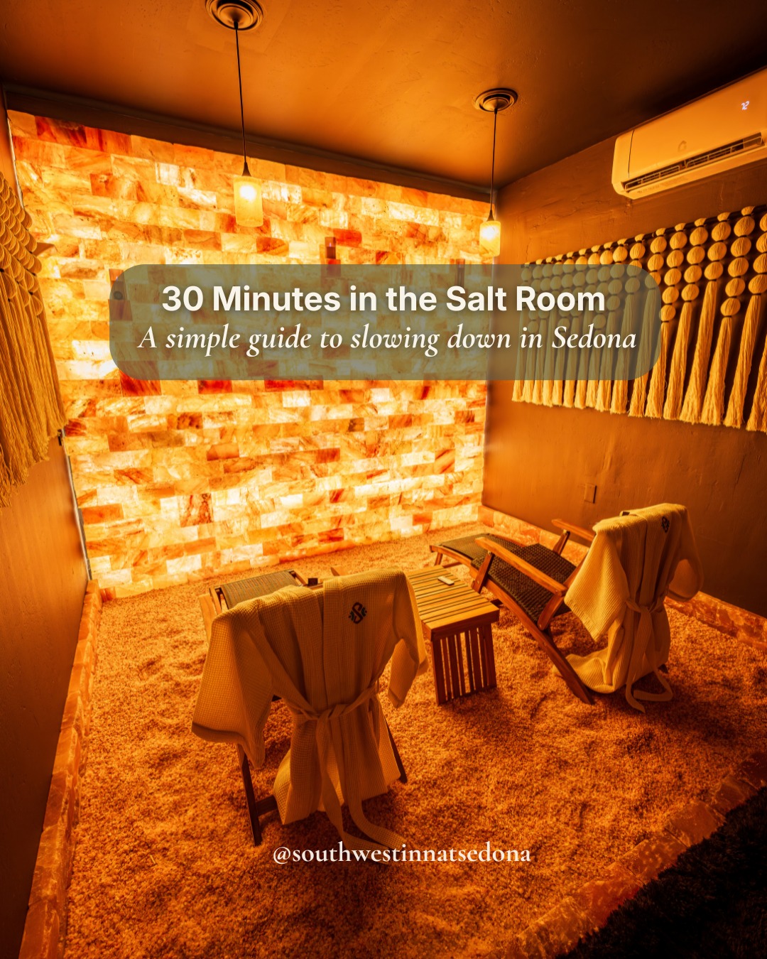 When was the last time you gave yourself 30 minutes of uninterrupted peace?
No rushing.
No scrolling.
No distractions.
Just a quiet moment to breathe, relax, and be present.
Save this for your next Salt Room session. ✨ ✨
? Southwest Inn at Sedona
#SouthwestInnSedona #SedonaEscape #SedonaWellness #HimalayanSaltCave
#MindfulTravel