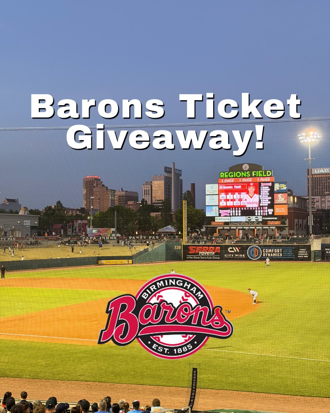 UPDATE: All tickets have been sent to the winners. We are giving away 4 tickets to each Barons game this weekend against Knoxville!
HOW TO ENTER:
⚾️ Follow us on Instagram
?️ Like this post
? @ comment who you’re bringing!
? Let us know what day you’d like to go the most
And that’s it! No, you do not need to be an H2 resident to win. You will, however, need an active Ticketmaster account to receive the tickets digitally.
Winners for the week will be chosen by 12:00p Tuesday, June 23rd. Check your DMs!