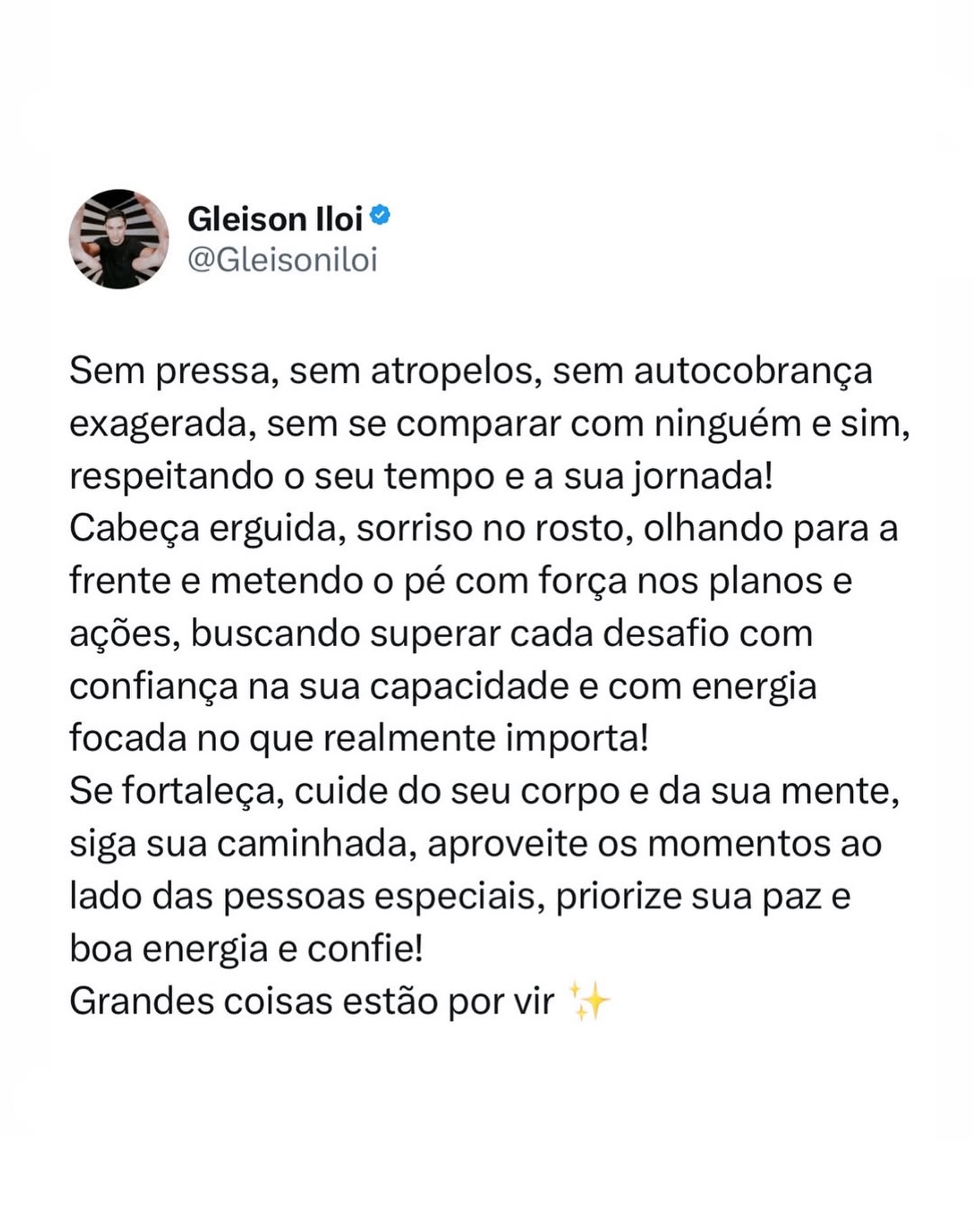Sua história, sua jornada, suas decisões, suas conquistas! É nisso que vale colocar todas as energias
Se tem algo que trabalho com meus mentorados e não abro mão é a individualidade. Em um mundo onde cada vez mais tentam te colocar numa caixinha como se você fosse igual a todo mundo e precisasse de uma mesma “fórmula mágica” para ter um aparente sucesso, eu decidi fazer diferente.
Eu acredito que cada pessoa é única, tem sua própria história, desafios, oportunidades e cenários e nunca, nunca será uma “fórmula” ou uma “receita” que fará sentido. O que realmente faz sentido é cada pessoa se conhecer, entender seu momento, trazer clareza sobre seus maiores desafios, travas e crenças, olhar com amor e decisão para seus maiores objetivos e a partir disso construir os caminhos que fazem sentido para si mesmo, respeitando seus princípios, valores e história.
Há mais de 6 anos decidi conduzir dessa maneira com meus mentorados individuais e desde então tenho muito orgulho de tudo que vejo acontecer com eles. Quando um mentorado começa comigo eu não o coloco numa plataforma cheia de videos gravados e um monte de “receitinhas”, não! Eu sento com ele para entender profundamente o seu momento, o seu negócio, os seus desafios, potenciais, oportunidades e qualidades para construir as estratégias, os planos e ações que farão sentido para ele! Isso tudo respeitando a sua individualidade e acima de tudo buscando trazer leveza na jornada. Faço assim porque eu sei que quando o mentorado trazer leveza para os seus dias, mesmo em meio a rotina acelerada, ter clareza dos caminhos e ter direção nas ações, grandes coisas irão acontecer.
Te afirmo, você tem conquistas gigantescas pela frente, basta reordenar o foco e colocar energia em você!
Estou aqui, pronto pra te ajudar, te conduzir e te impulsionar aos teus mais altos níveis ??
Mentoria Individual no link da bio ?