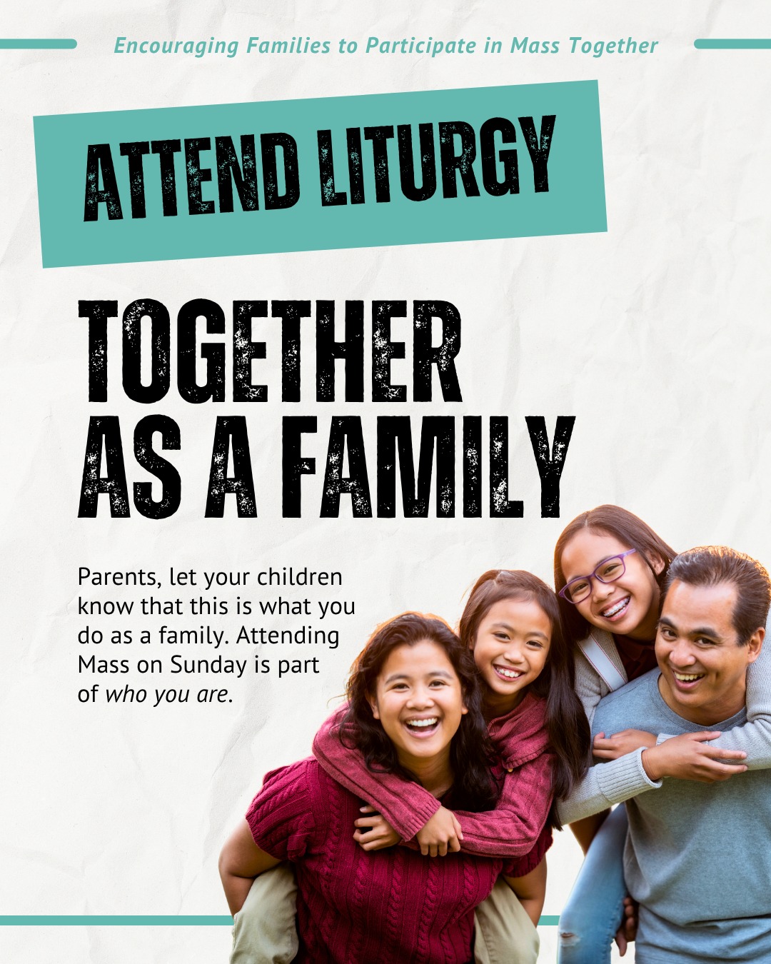 Encourage families to participate in mass together. These are a few helpful ways to nurture and support your domestic church and build community with your children.
❤️Attend liturgy together. Faith is caught as much as it's taught.
❓Tell your children your feelings about liturgy. Why do you go to Mass?
☀️Make going to mass an occasion. Make Sunday more than a routine.
⛪Let Adolescents sit with friends. Church is more than a place. It is a family.
?Plan time together to reflect. Don't let faith end at the church doors.
?Be careful about complaining. Children are always listening.
✉ Make it personal. Sometimes the best invitation is personal.
#EucharistCLE #FaithAtHome #CatholicParenting
@Catholic Diocese of Cleveland