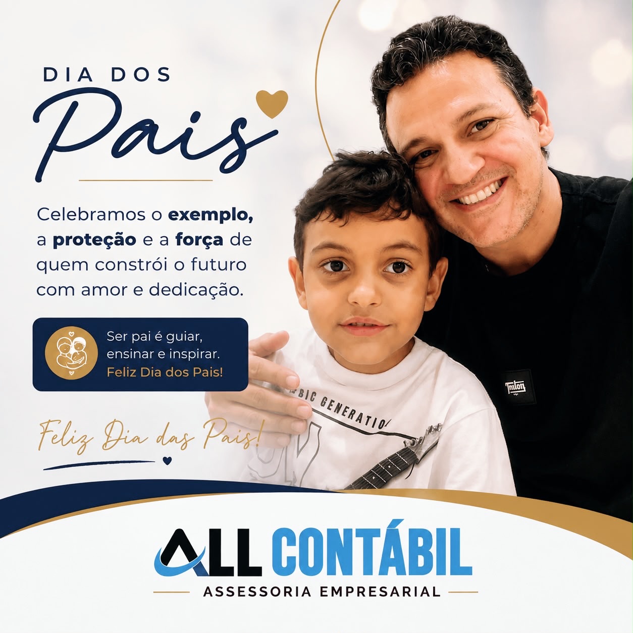 Neste Dia dos Pais, a ALL Contábil homenageia todos os pais que fazem parte da nossa história: nossos colaboradores, clientes e parceiros.
Pais que, todos os dias, equilibram responsabilidades, desafios, trabalho e família com dedicação, cuidado e amor.
Ser pai é orientar, proteger, ensinar e inspirar pelo exemplo. É construir hoje um futuro melhor para quem mais importa.
A todos os pais, nossa admiração e gratidão.
Feliz Dia dos Pais!
Uma homenagem da ALL Contábil e Assessoria Empresarial. ?
#DiaDosPais #FelizDiaDosPais #ALLContábil #AssessoriaEmpresarial #ContabilidadeConsultiva Empresários Família Gratidão